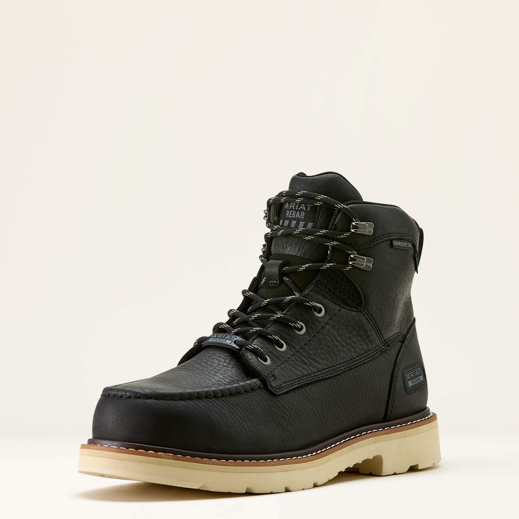 Rebar Lift 6" Waterproof Composite Toe Work Boot 3-4 Front - BLACK