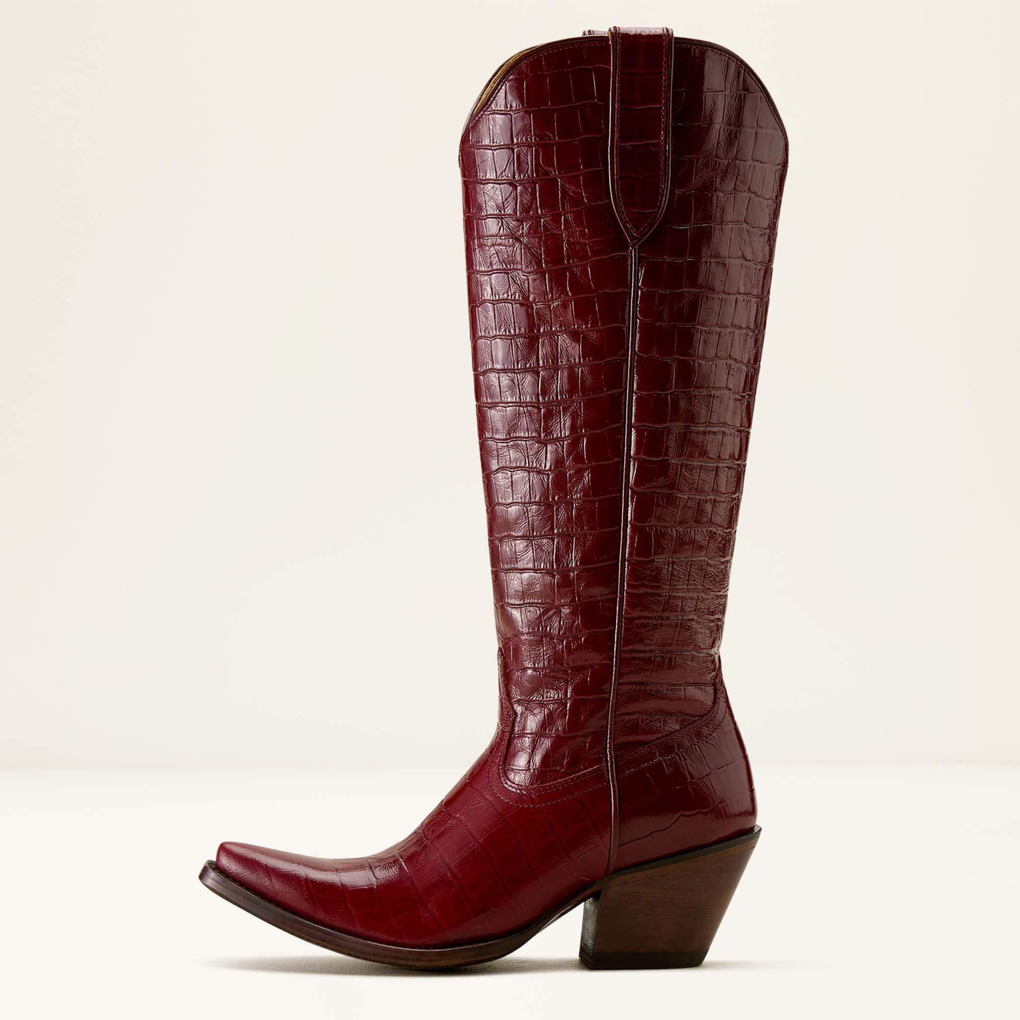 Casanova X Toe Western Boot Side - LUXE DUBONNET CROC PRINT