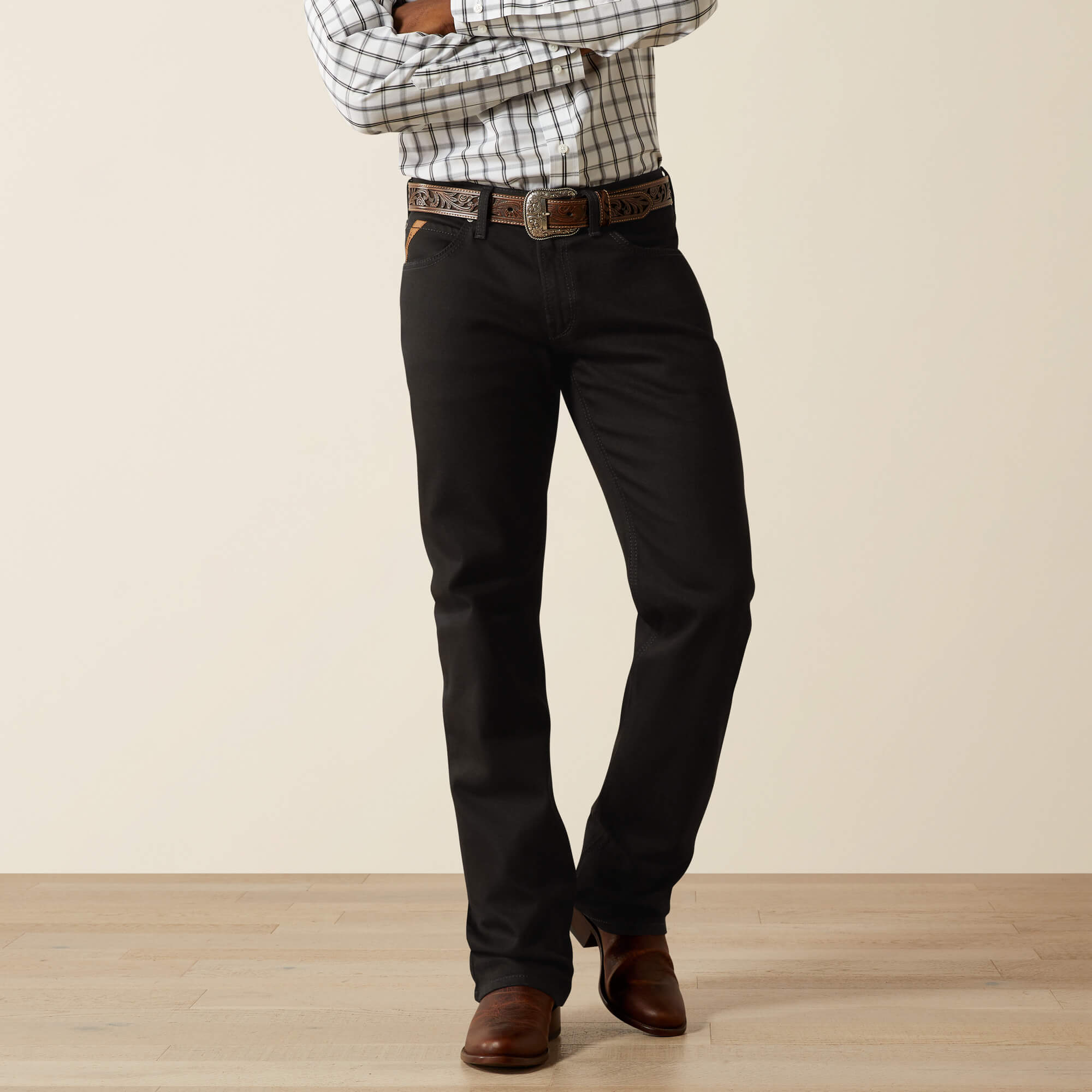 M4 Relaxed Hansen Boot Cut Jeans Front - BLACK