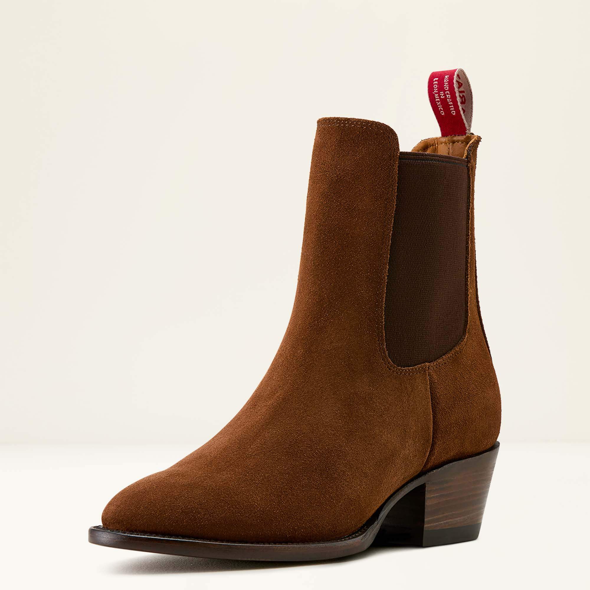Bench Made Eleanor Almond Toe Chelsea Boot 3-4 Front - CHESTNUT SUEDE