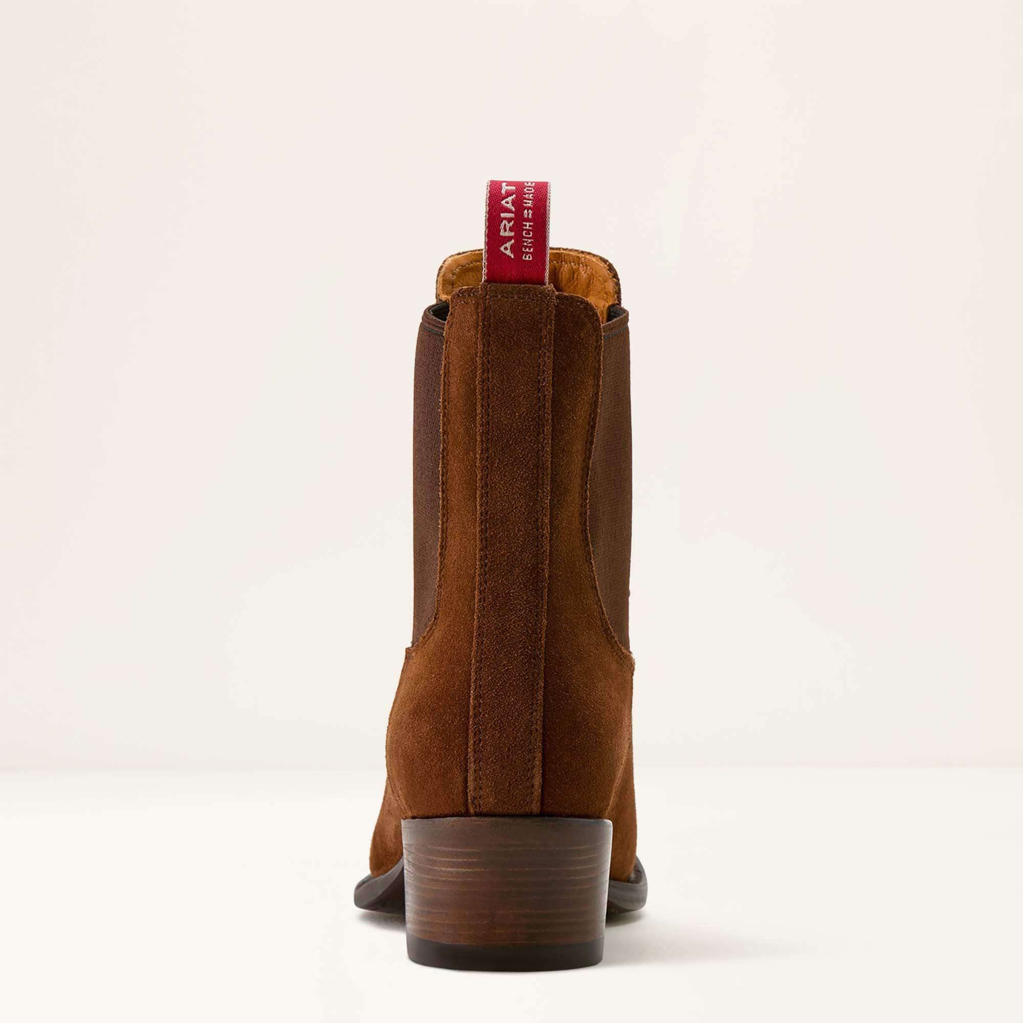 Bench Made Eleanor Almond Toe Chelsea Boot Heel - CHESTNUT SUEDE