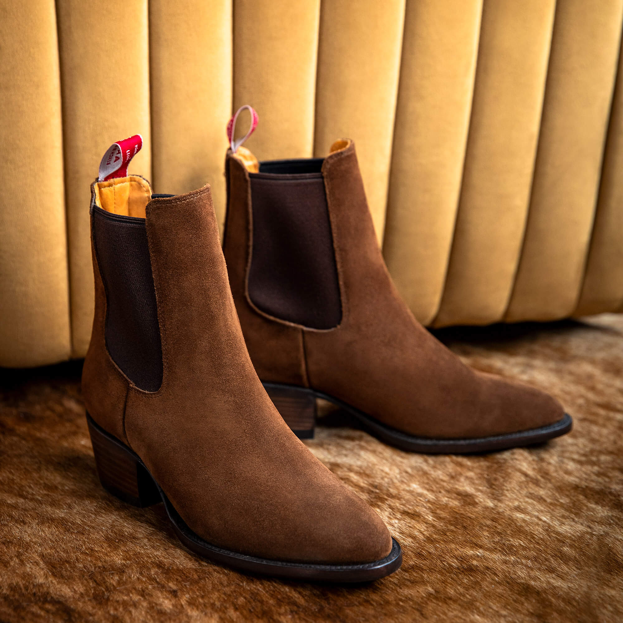 Bench Made Eleanor Almond Toe Chelsea Boot Lifestyle - CHESTNUT SUEDE