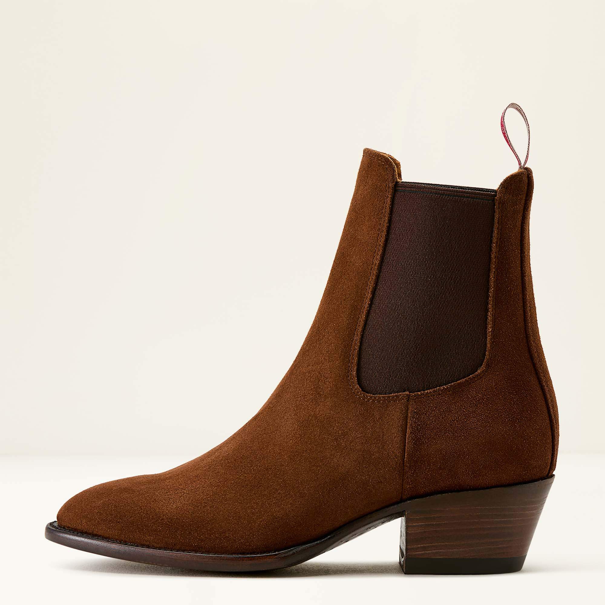 Bench Made Eleanor Almond Toe Chelsea Boot Side - CHESTNUT SUEDE