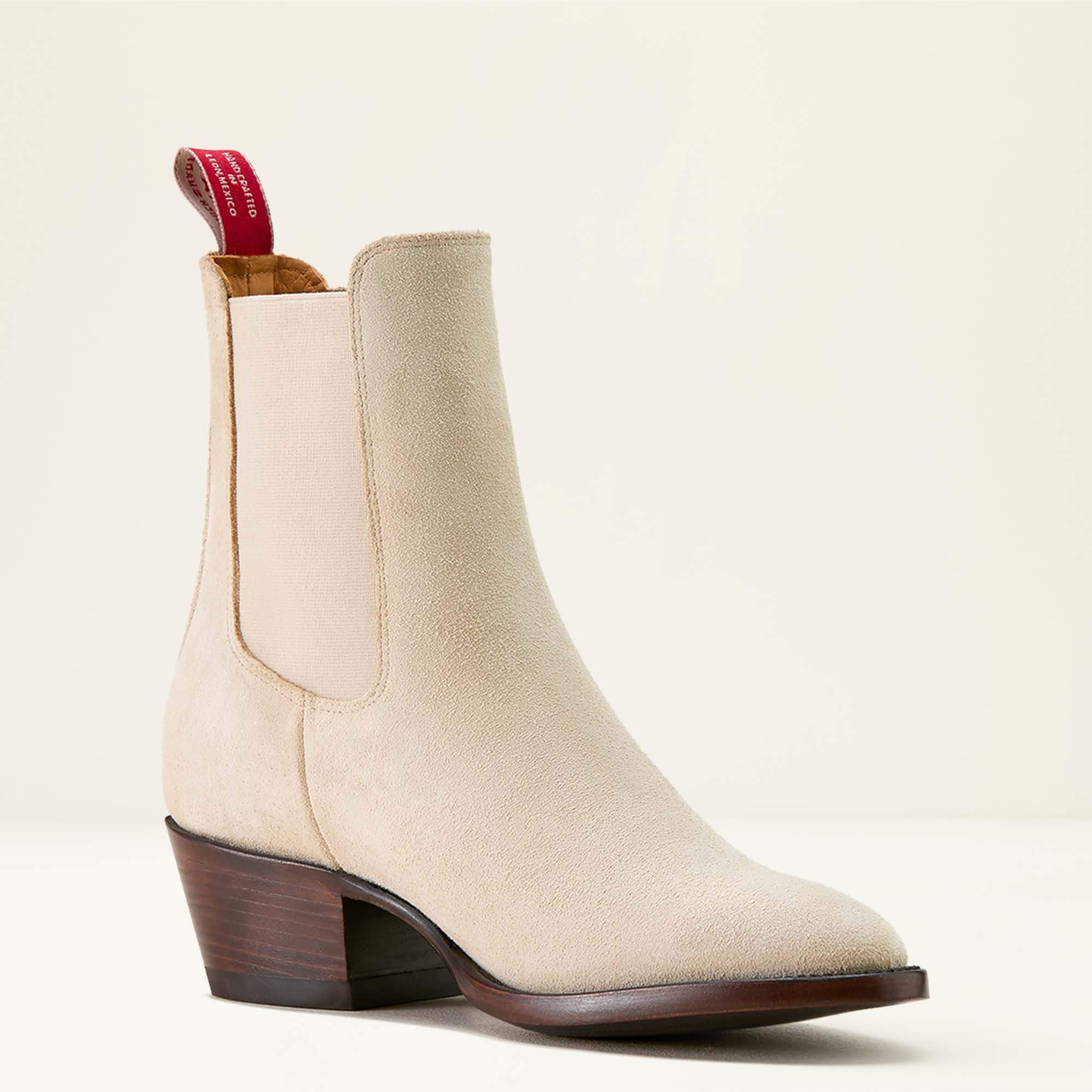 Bench Made Eleanor Almond Toe Chelsea Boot Medial - LIGHT FAWN SUEDE