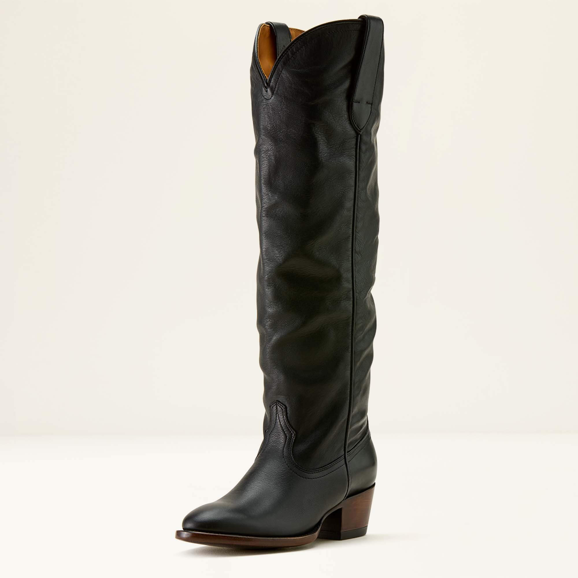 Bench Made Chaney Almond Toe Western Boot 3-4 Front - CARBON BLACK