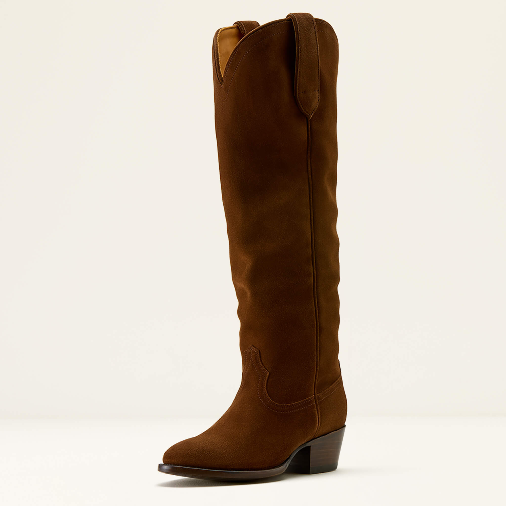 Bench Made Chaney Almond Toe Western Boot 3-4 Front - CHESTNUT SUEDE