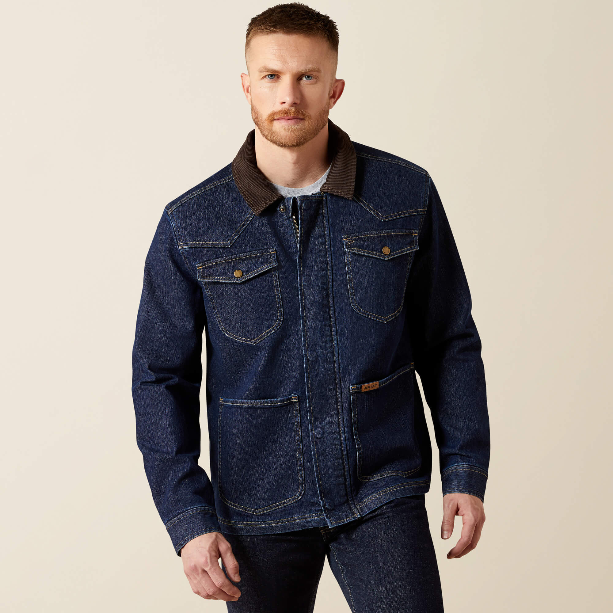 Denim Chore Jacket Front - RINSE