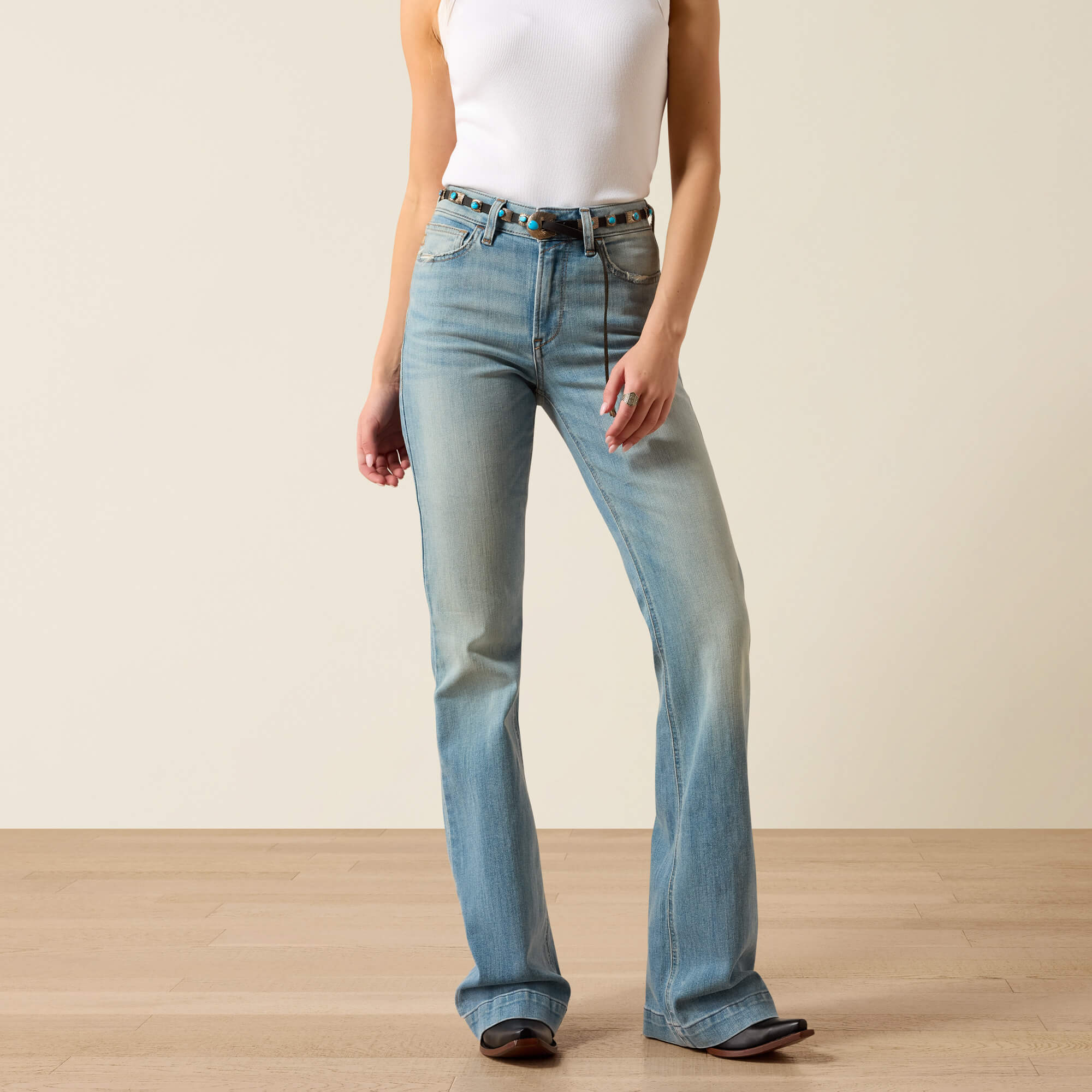 High Rise Marnie Slim Trouser Jeans Front - MARYLAND