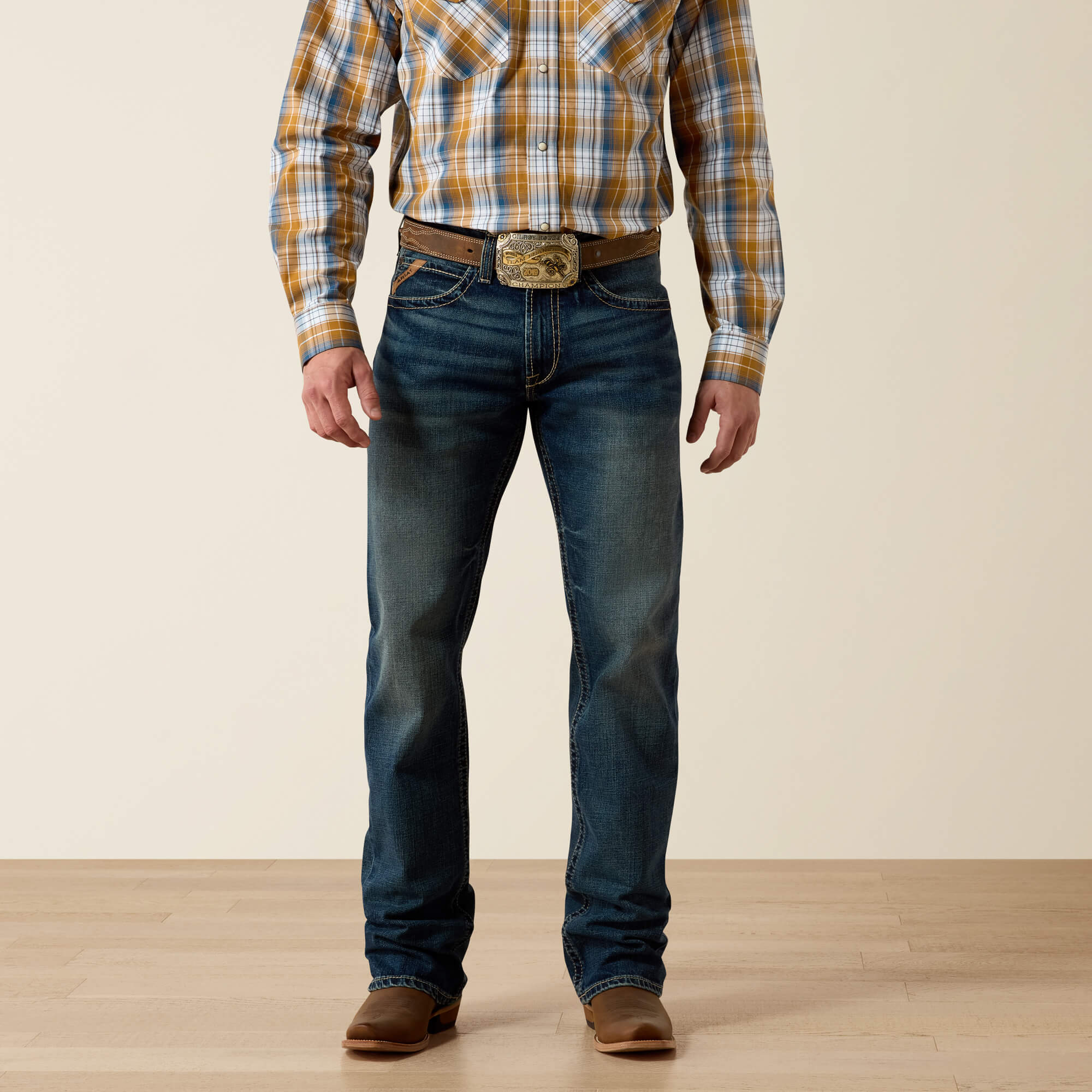 M2 Traditional Relaxed Ryder Boot Cut Jeans Front - LENNOX