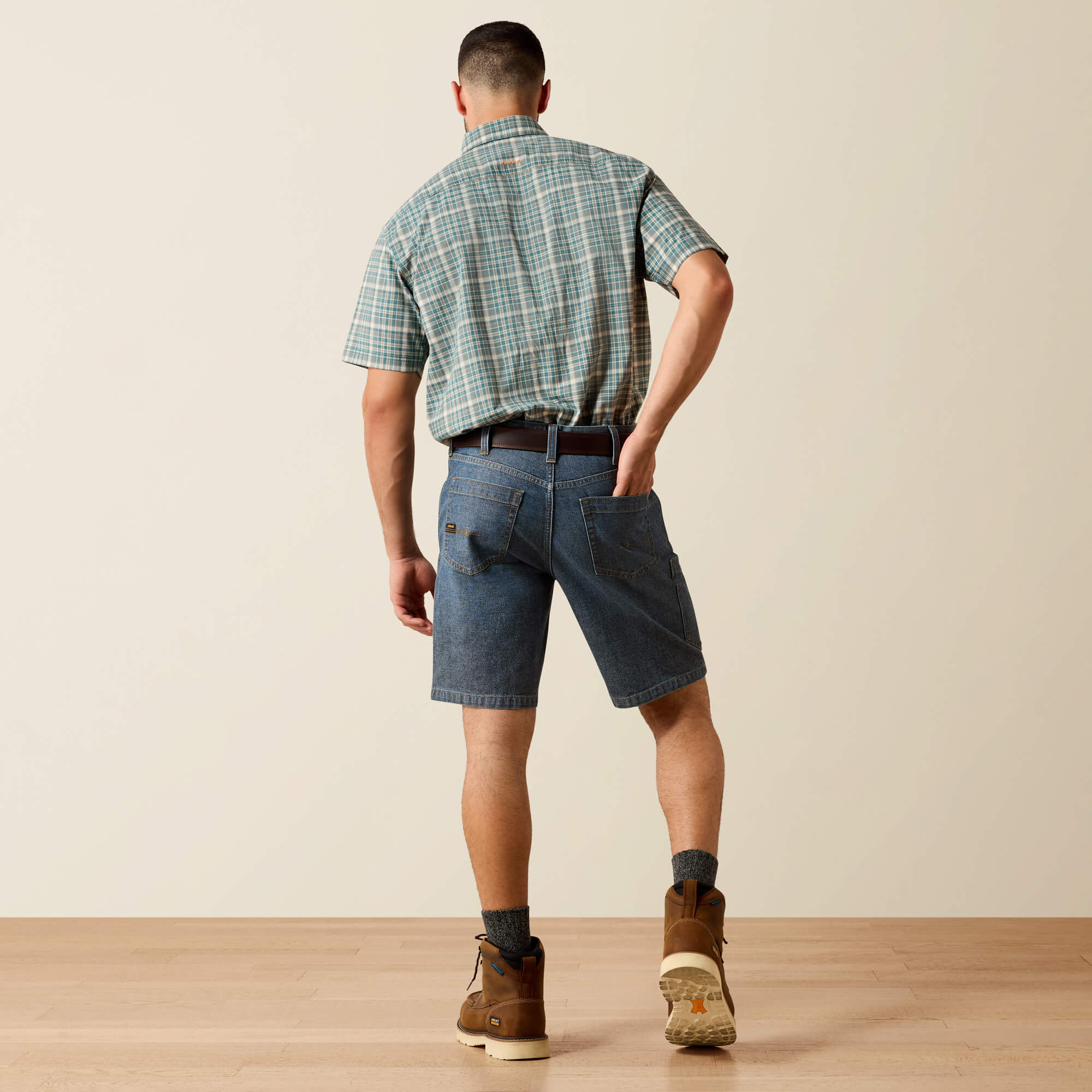 Rebar M4 Relaxed Denim 10" DuraStretch Shorts Back - KLAMATH