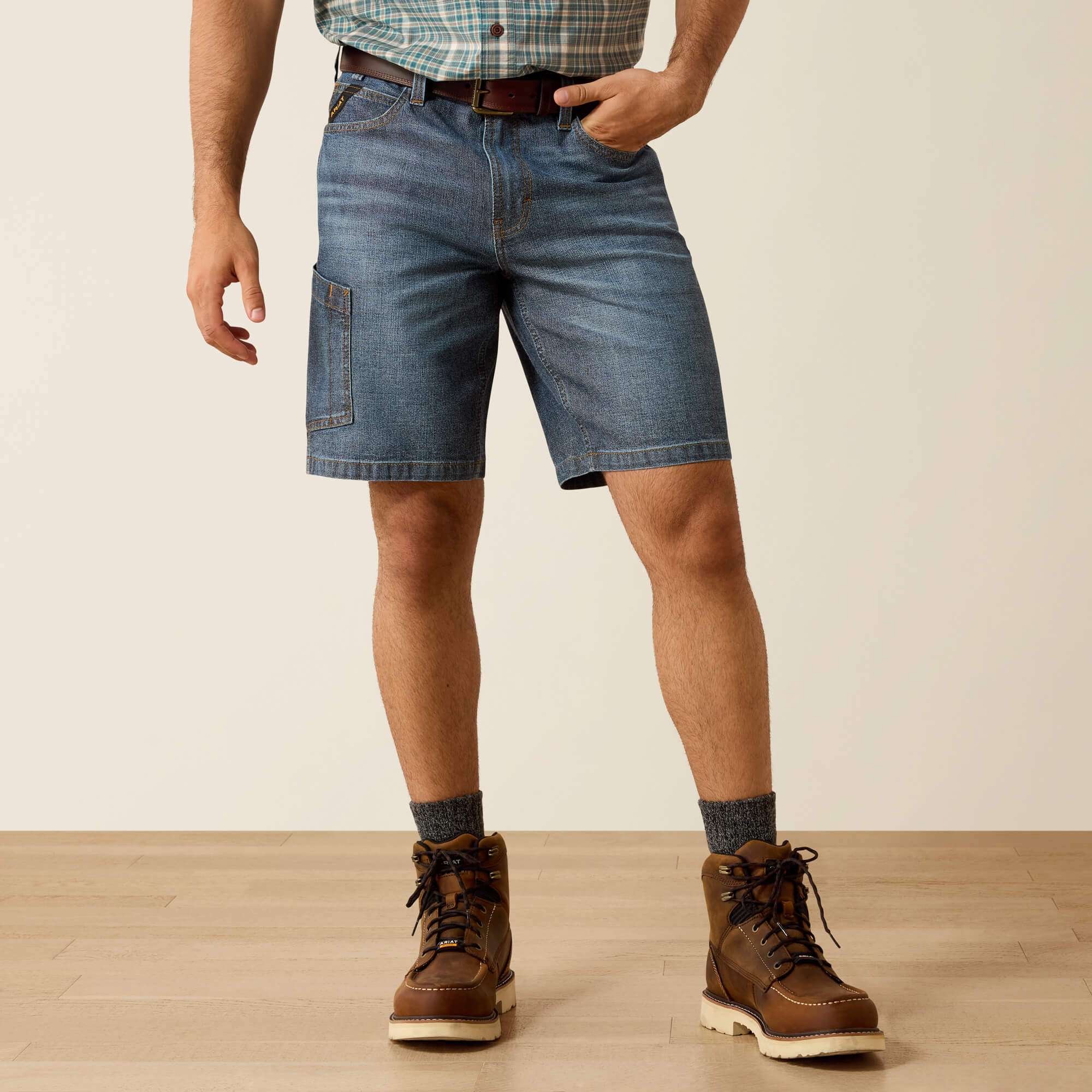 Rebar M4 Relaxed Denim 10" DuraStretch Shorts Front - KLAMATH