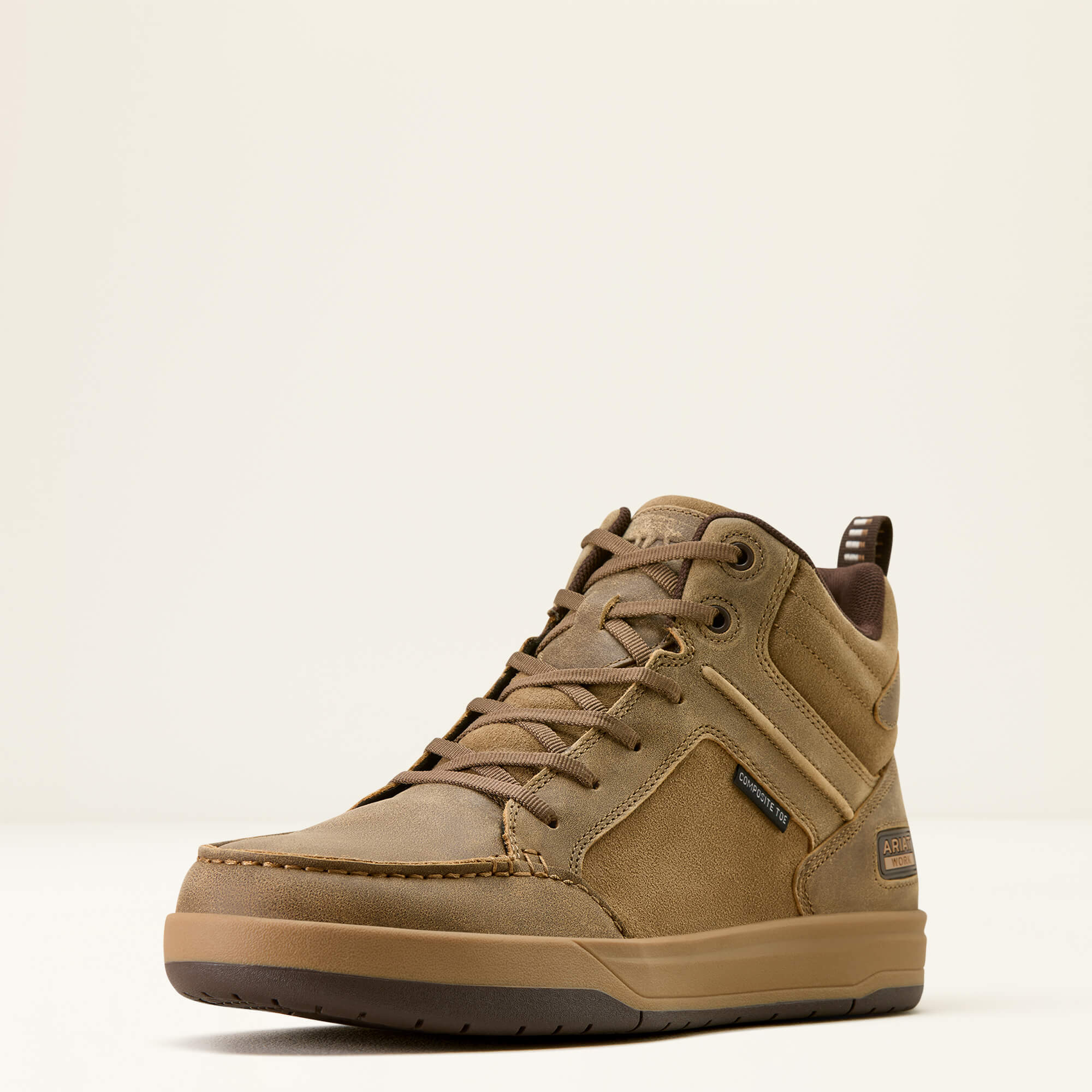 Outmatch Mid Composite Toe Work Shoe 3-4 Front - BROWN BOMBER