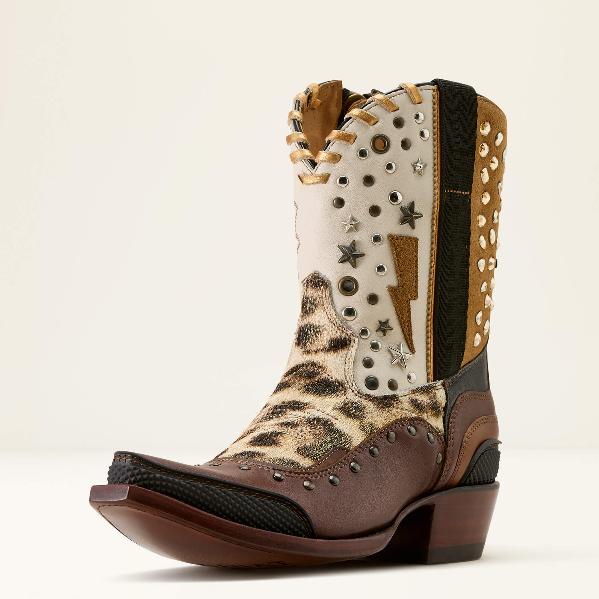 Superstarz X Toe Western Boot 3-4 Front - GOLDEN HOUR|GILDED LEOPARD HAIR ON