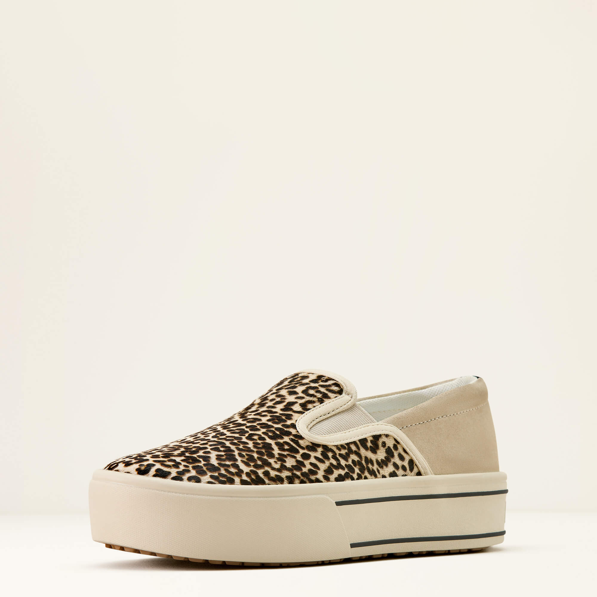 Skylar Slip On Shoe 3-4 Front - CREAM CHEETAH HAIR ON