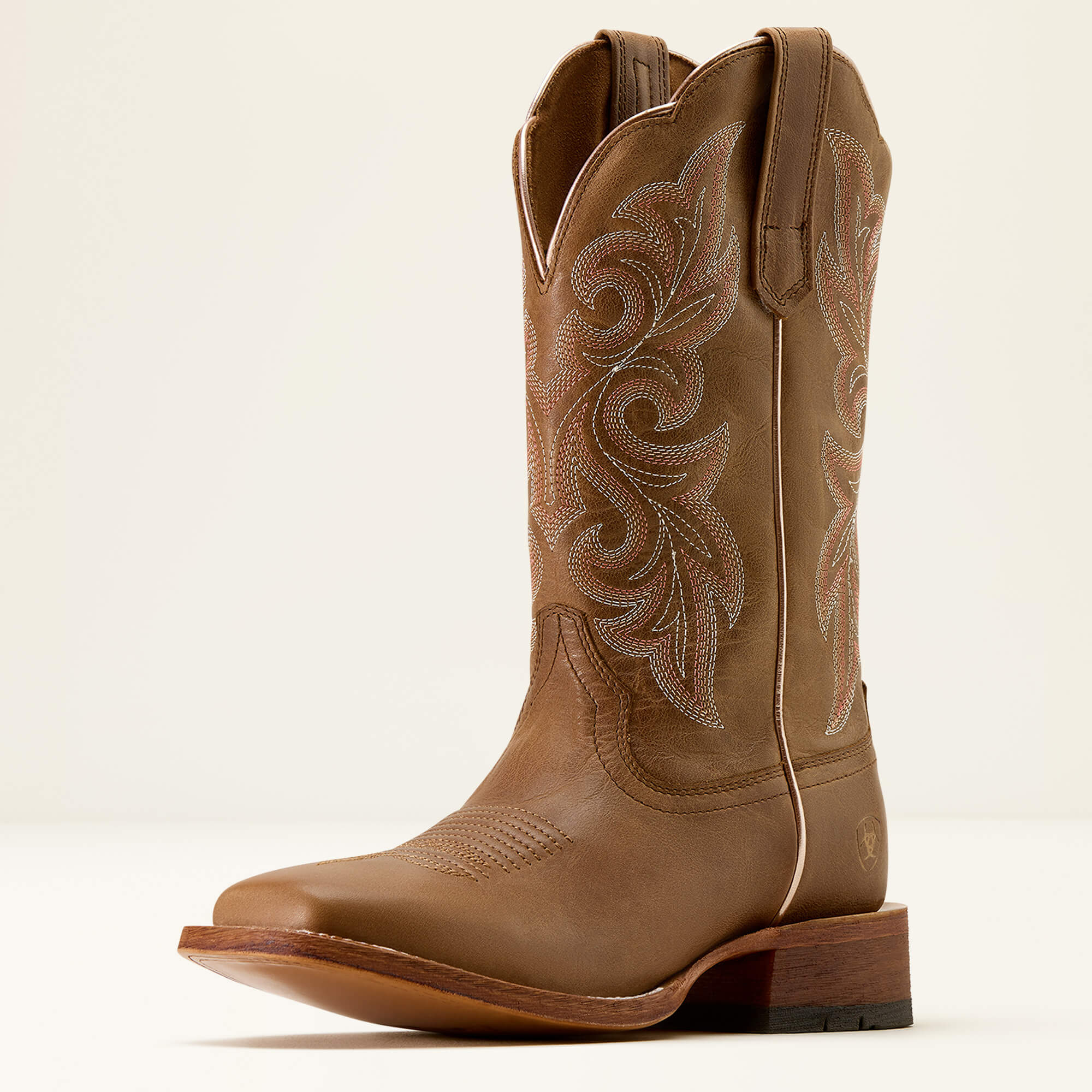 County Lane Wide Square Toe Western Boot 3-4 Front - NATURAL TAN