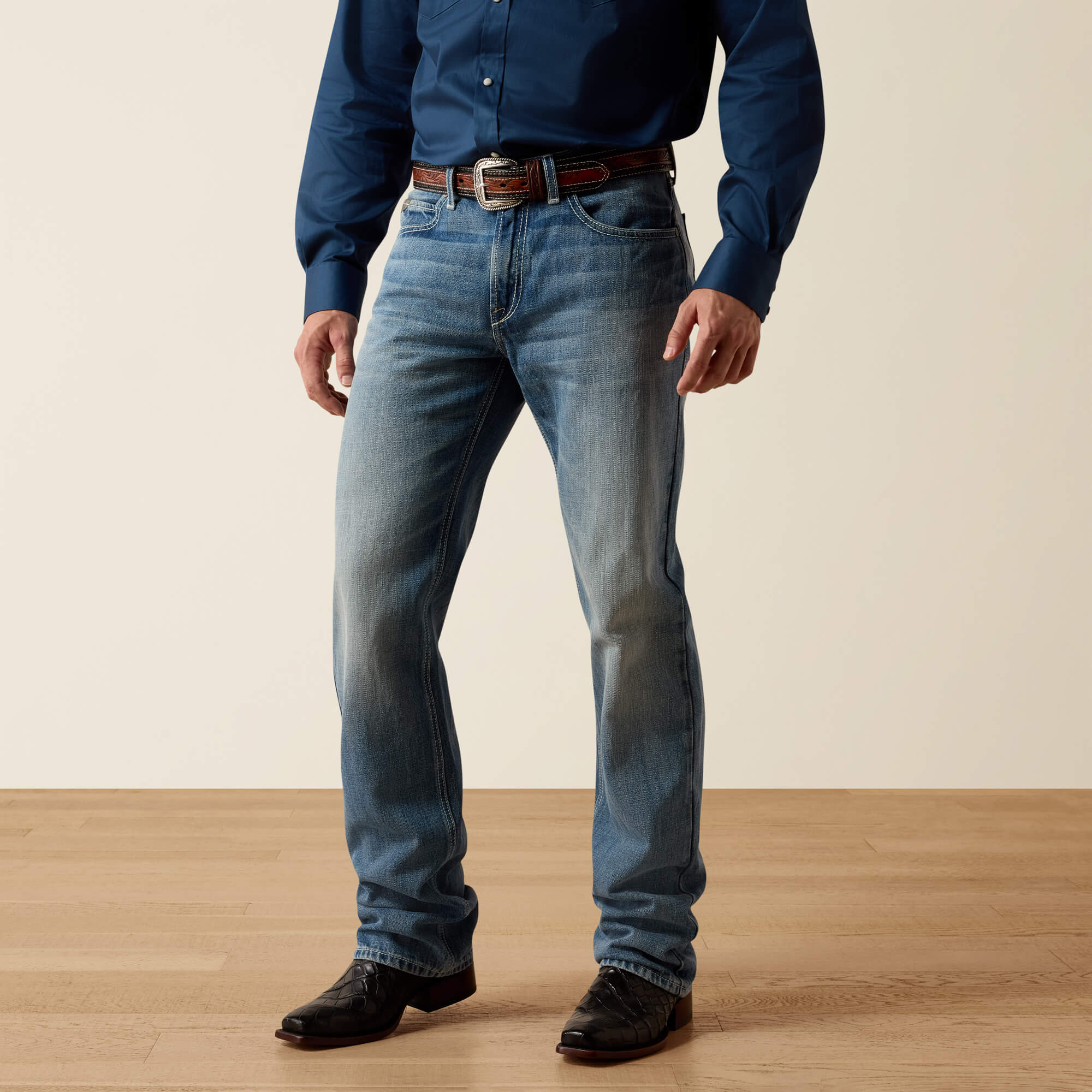 M2 Traditional Relaxed Chet Boot Cut Jeans Front - KASH
