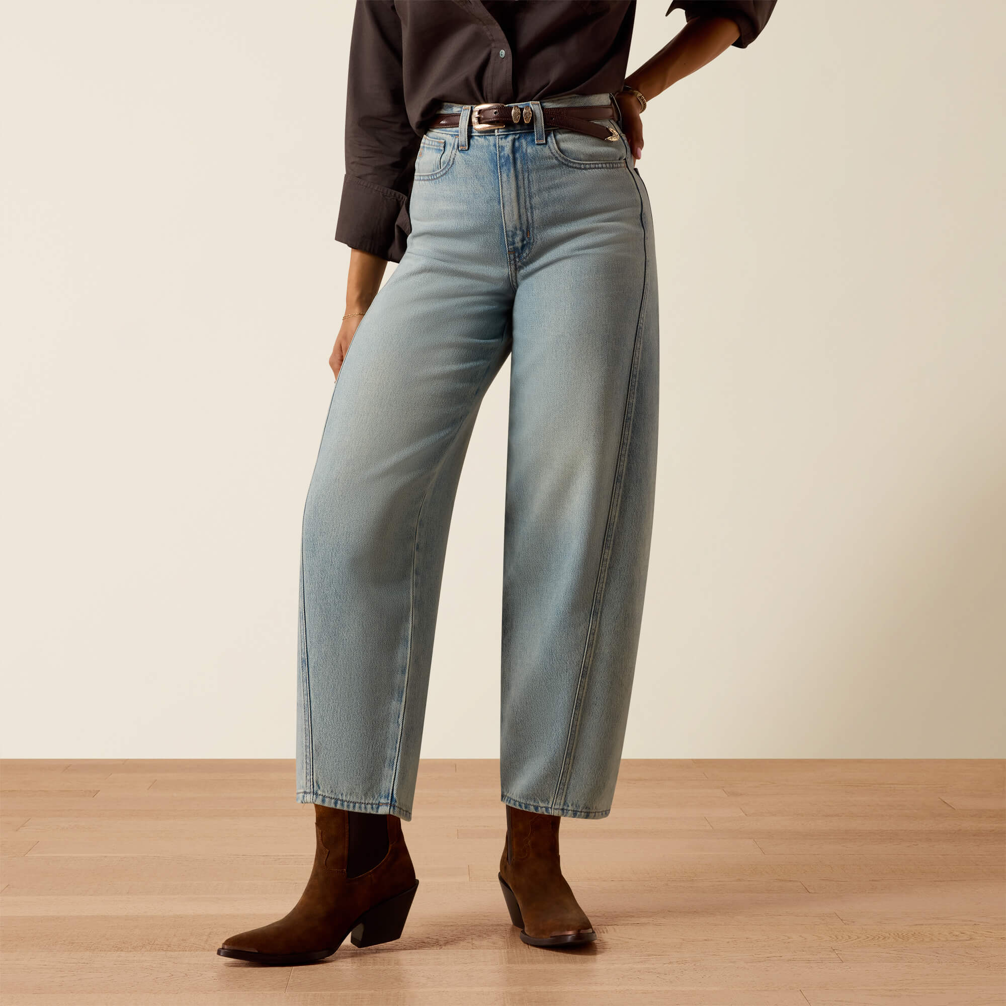 Ultra High Rise Jazmine Barrel Jeans Front - MERRIMACK