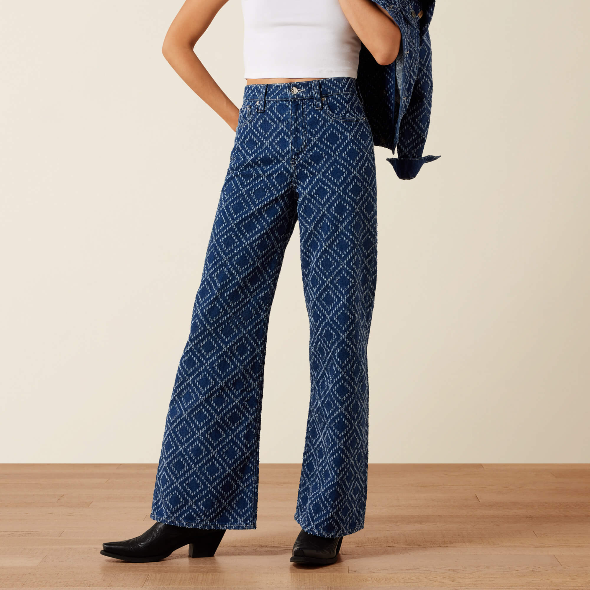High Rise Jazmine Wide Leg Jeans Front - NEEDLE PUNCH