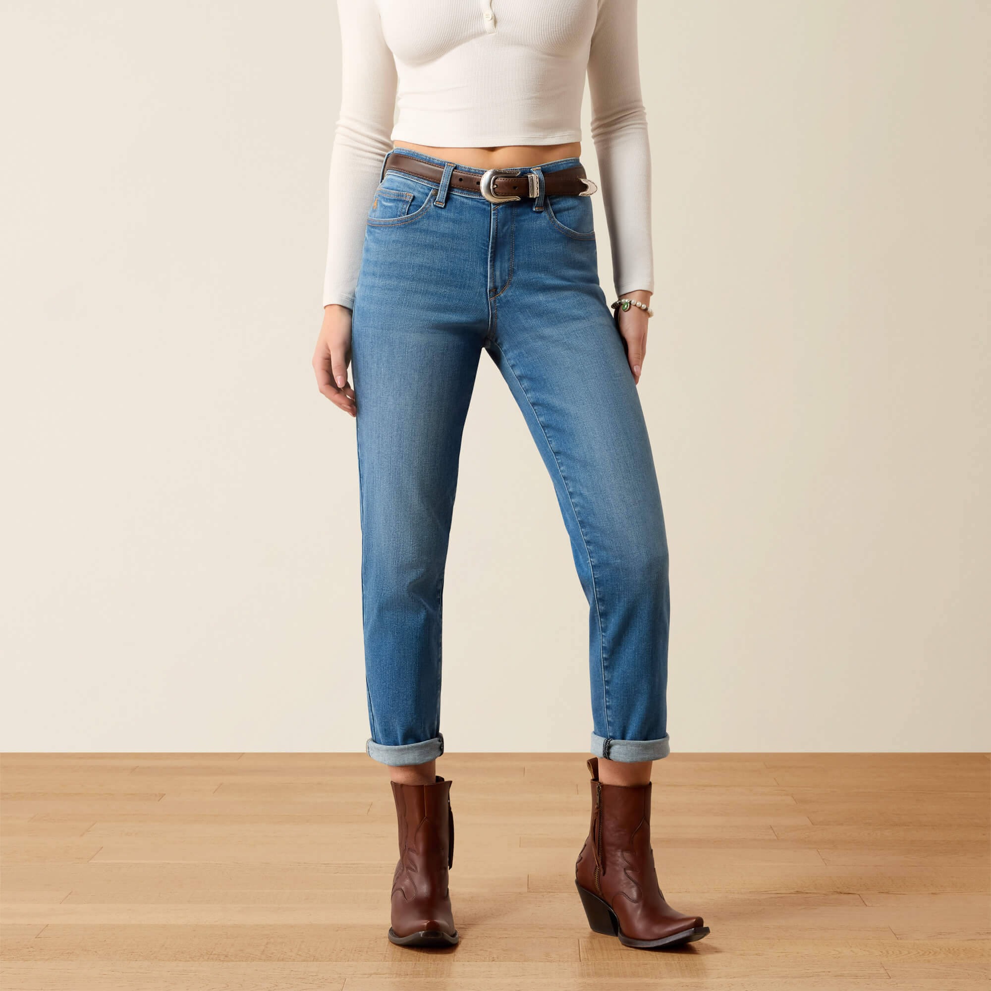 High Rise Revel Vilma Slim Ultrastretch Straight Leg Jeans Front - POMONA