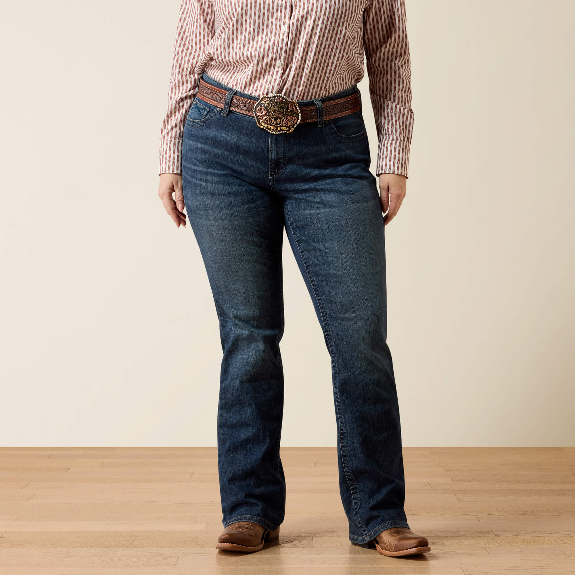 Mid Rise Luisa Boot Cut Jeans Front Plus - PASADENA