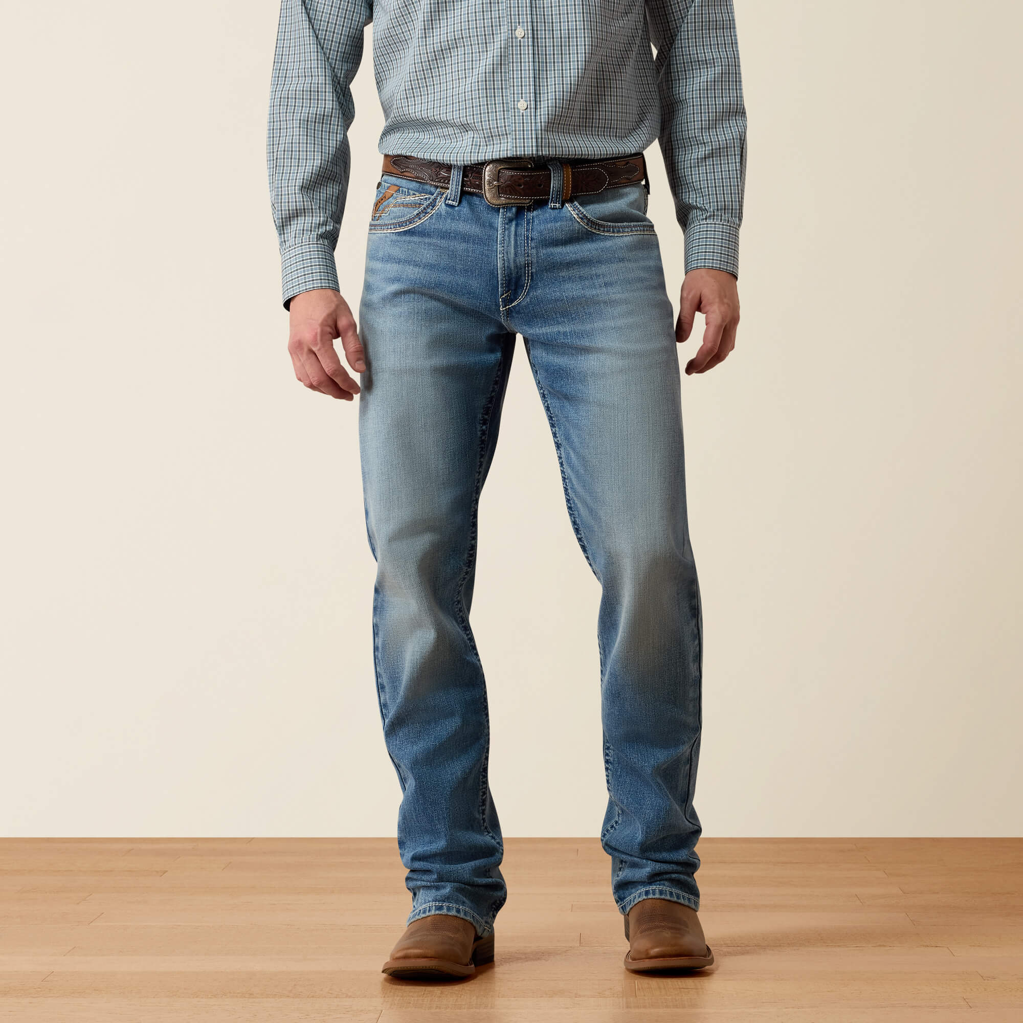 M2 Traditional Relaxed Marlon Boot Cut Jeans Front - KEN
