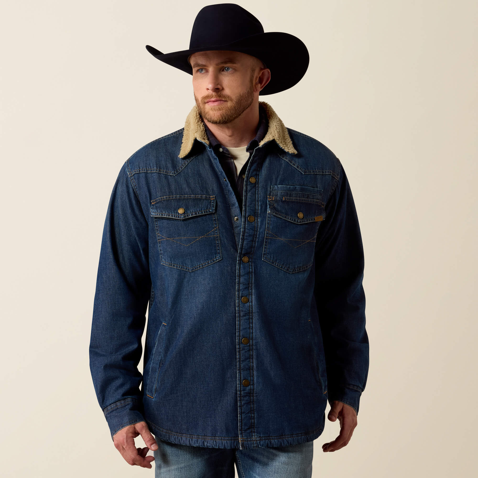 Sherpa Lined Shirt Jacket Front - STEWART
