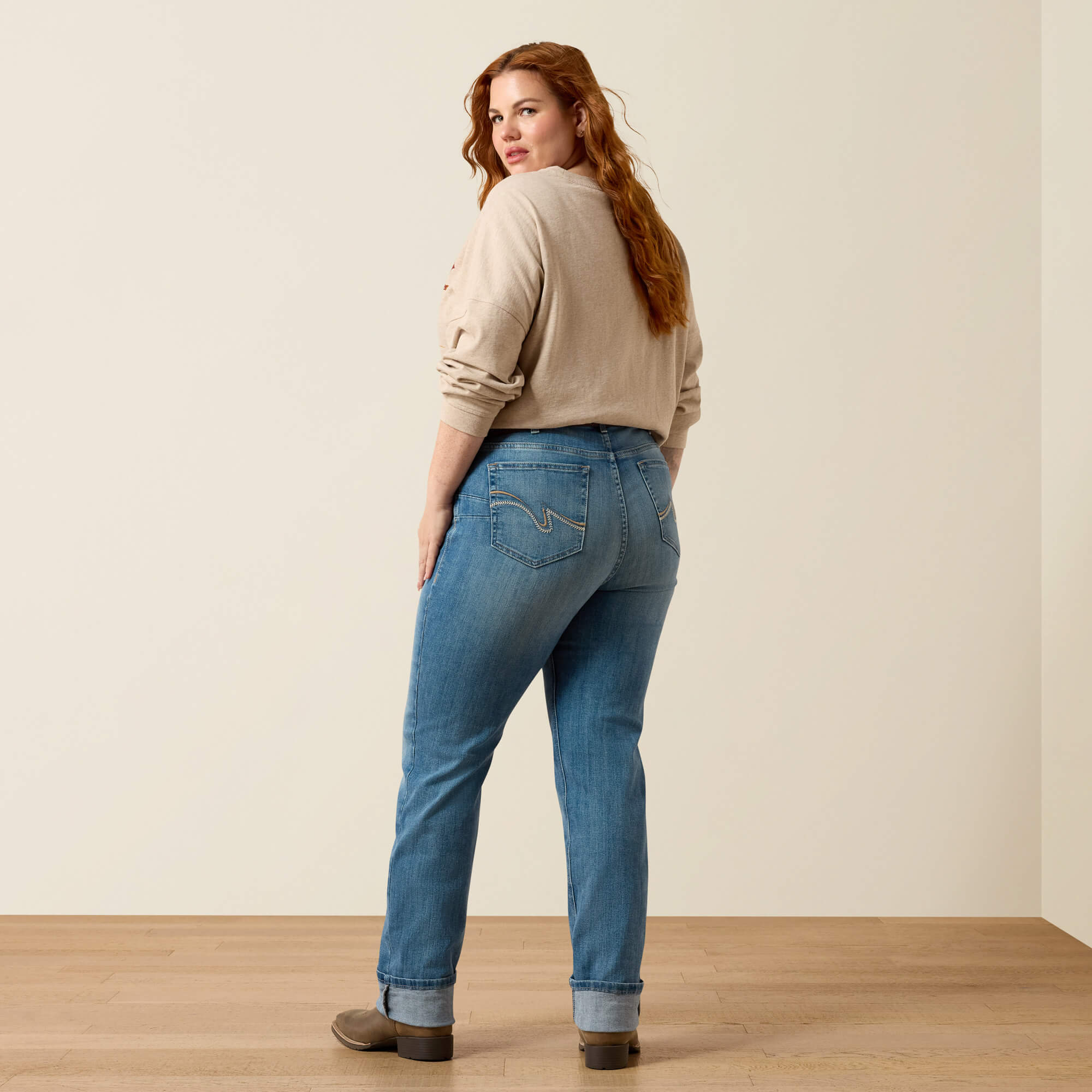 Perfect Rise Reya Straight Leg Jeans Back Plus - CHALLIS
