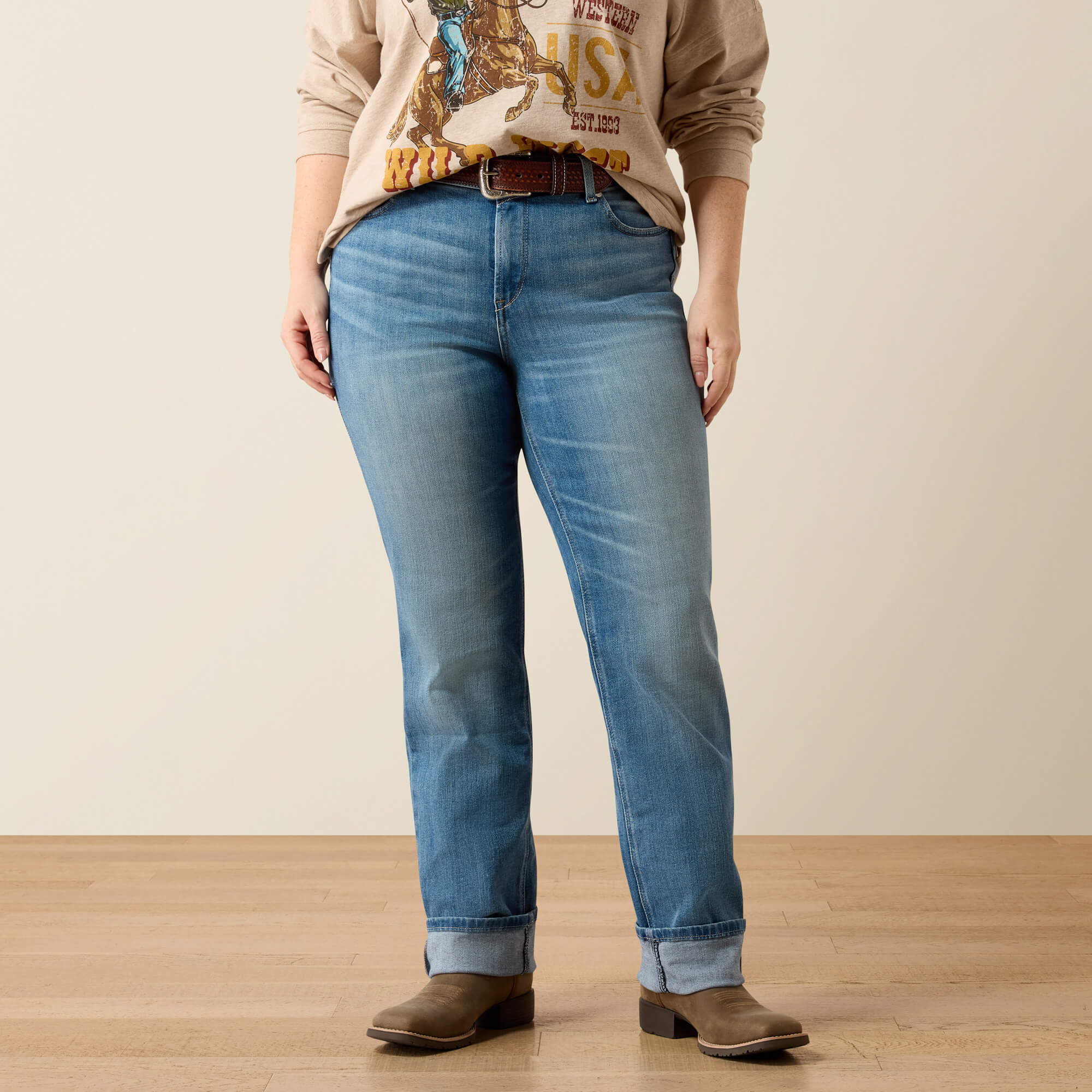 Perfect Rise Reya Straight Leg Jeans Front Plus - CHALLIS