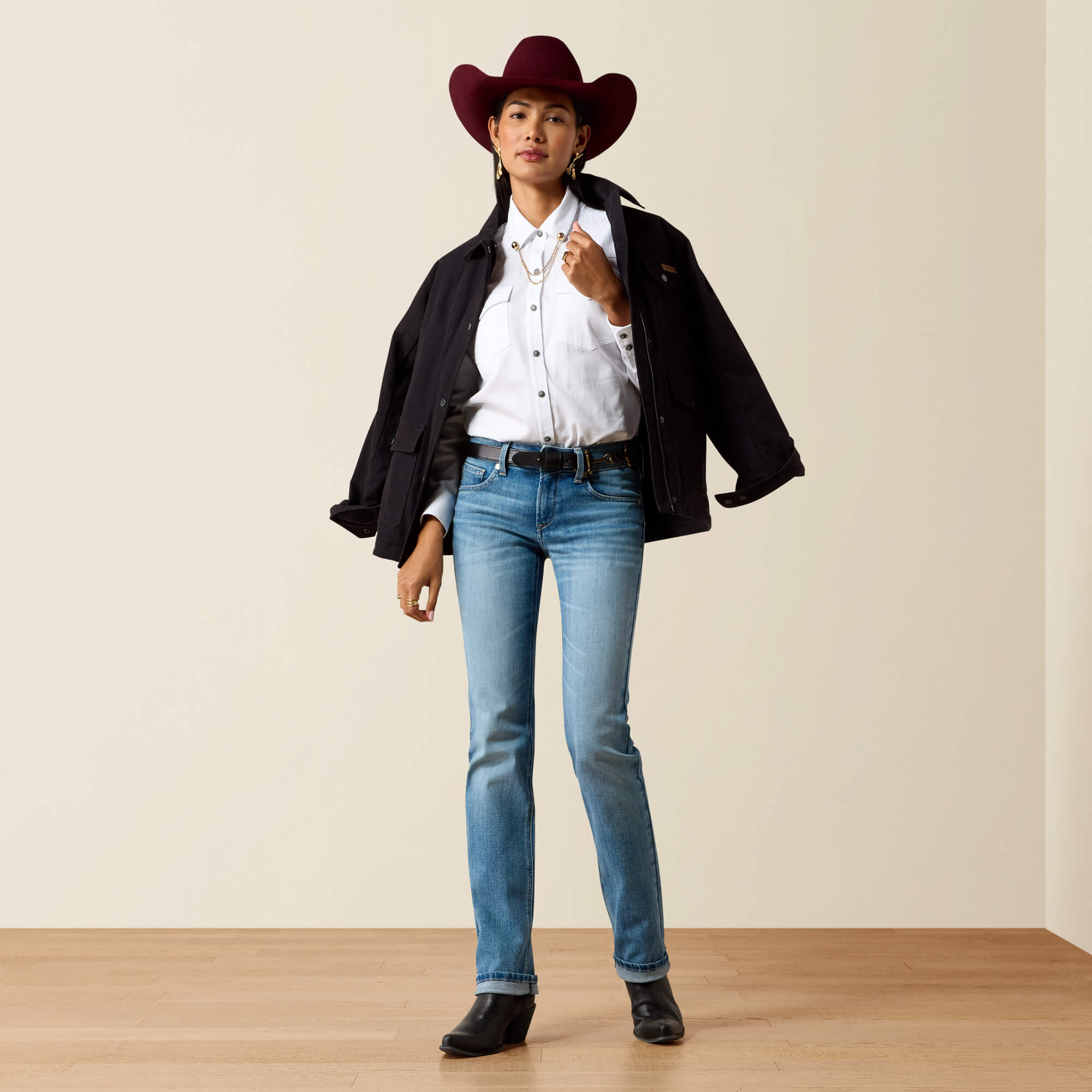Perfect Rise Reya Straight Leg Jeans Full - CHALLIS