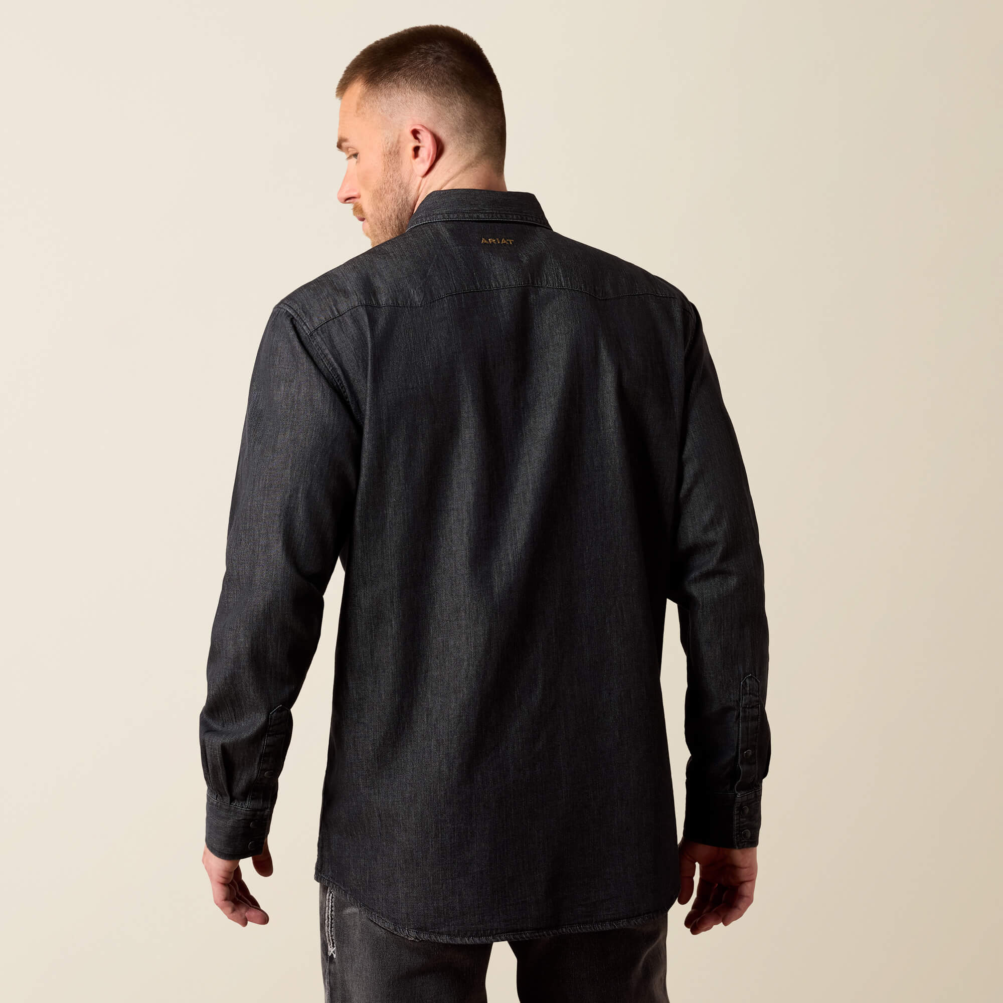 Classic Fit Sawtooth Denim Shirt Back - CARL