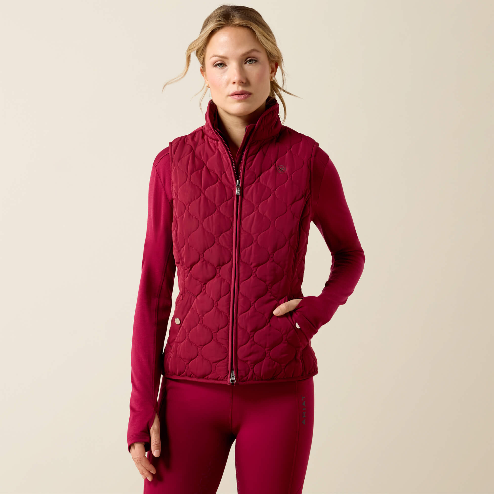 Ashley 2.0 Insulated Vest Front - BEET RED
