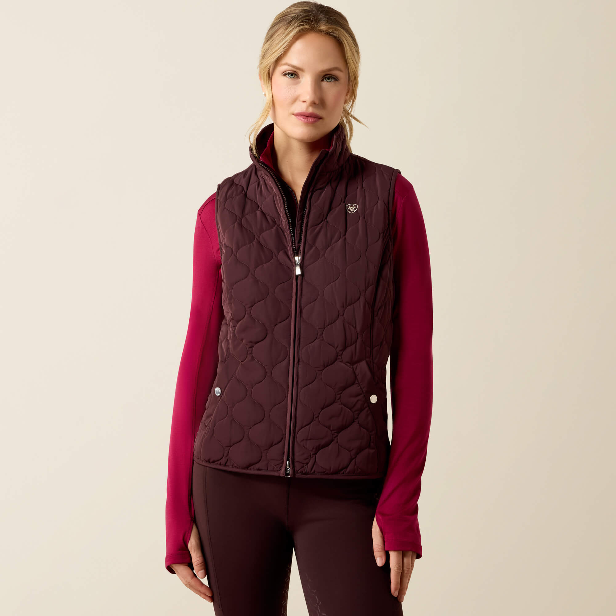 Ashley 2.0 Insulated Vest Front - CHOCOLATE PLUM
