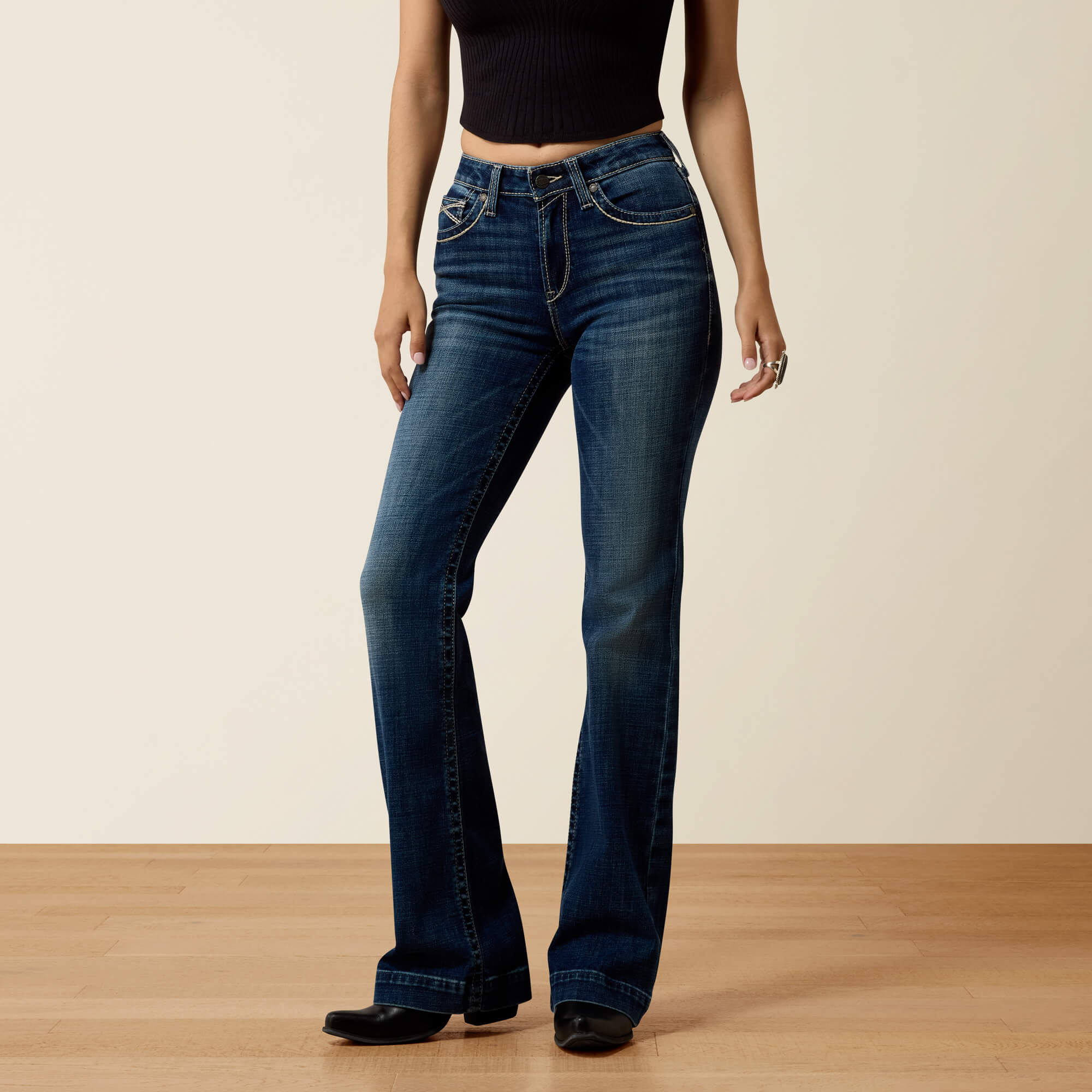 High Rise Teresa Slim Trouser Jeans Front - DECATUR