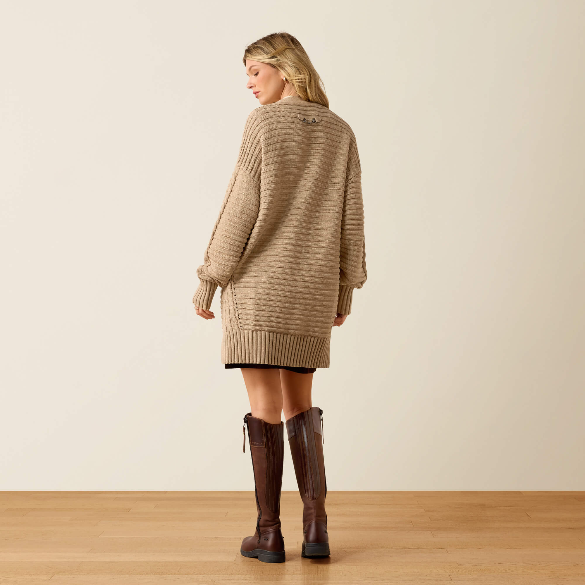 Somerford Cardigan Back - DARK OATMEAL