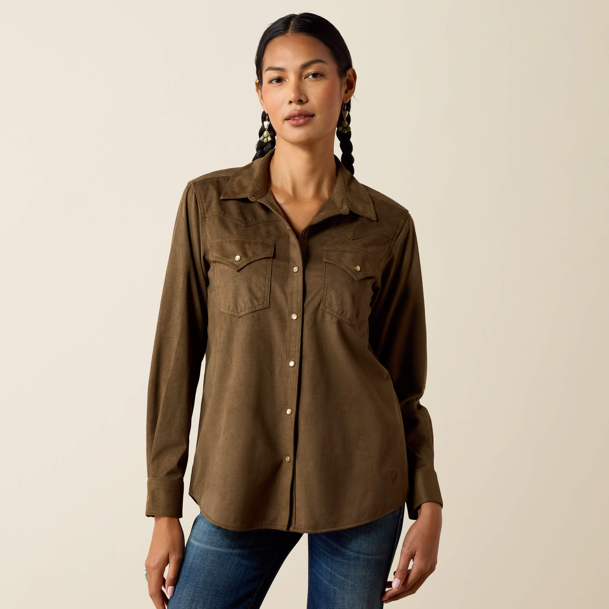 Autumn Drift Western Snap Shirt 01 - OLIVE SUEDE