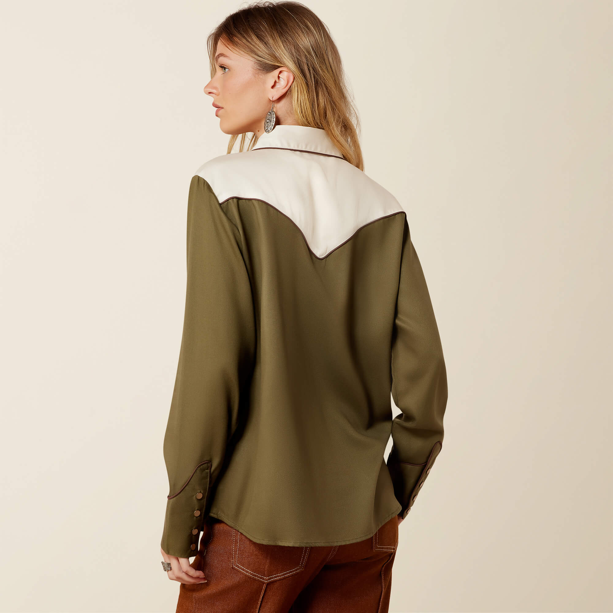 Bellamy Snap Shirt Back - IVY GREEN|PARCHMENT