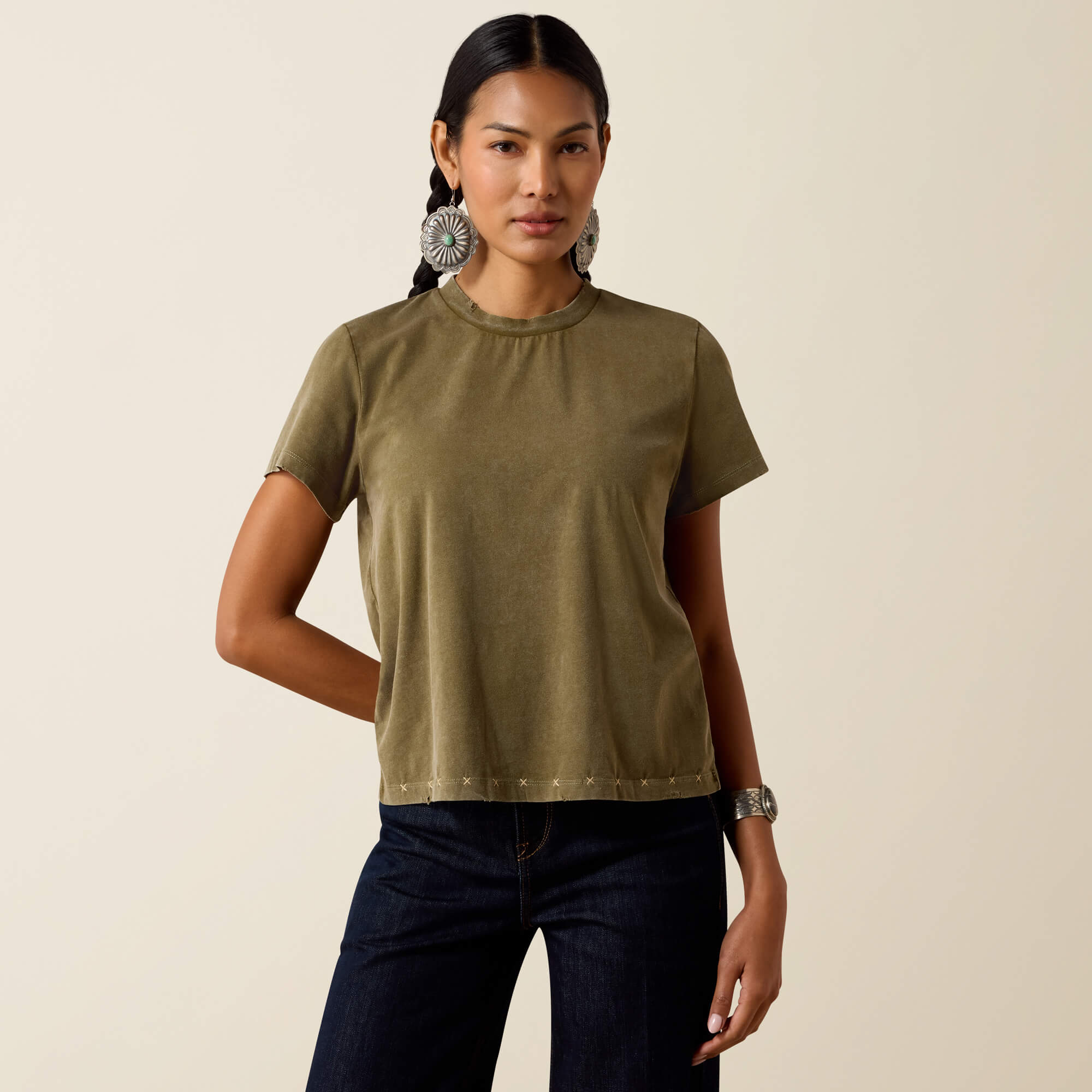 Roping T-Shirt Front - IVY GREEN