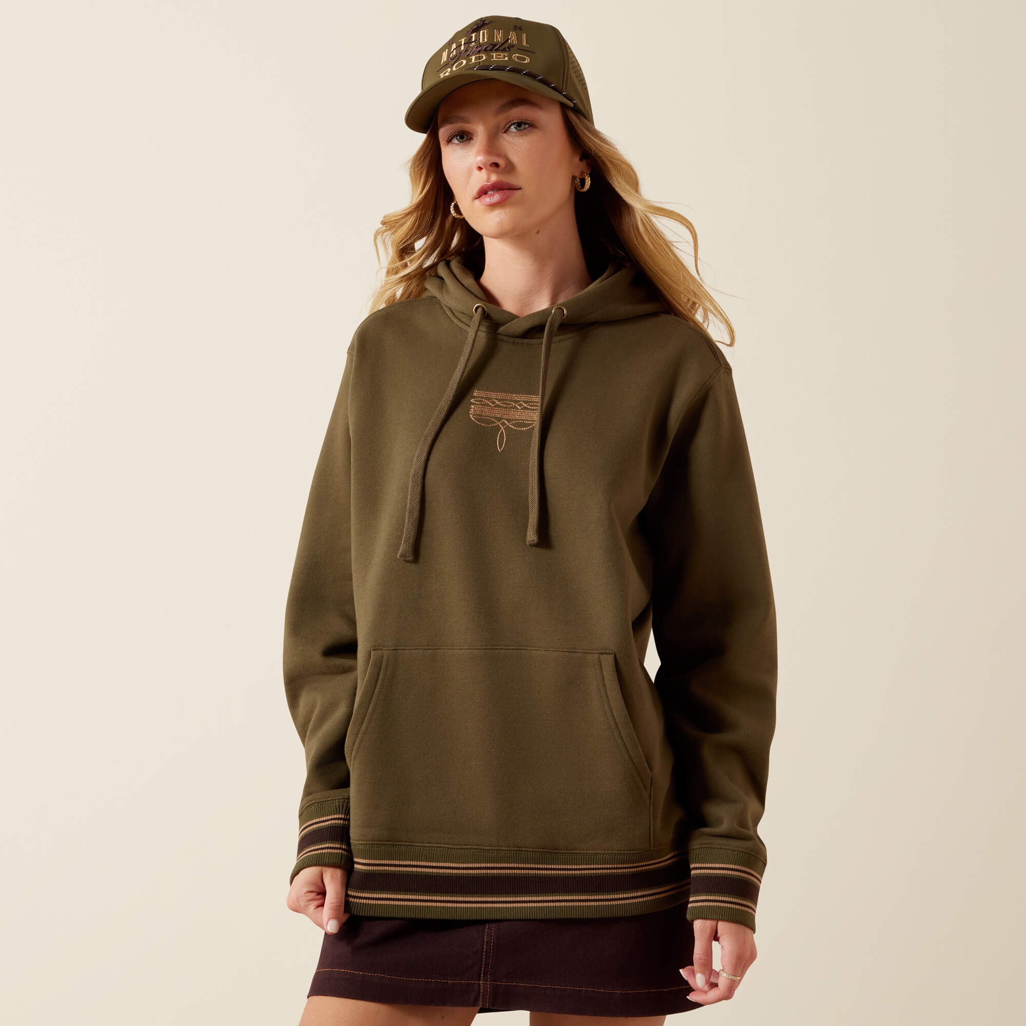 Threaded Through Hoodie Front - IVY GREEN