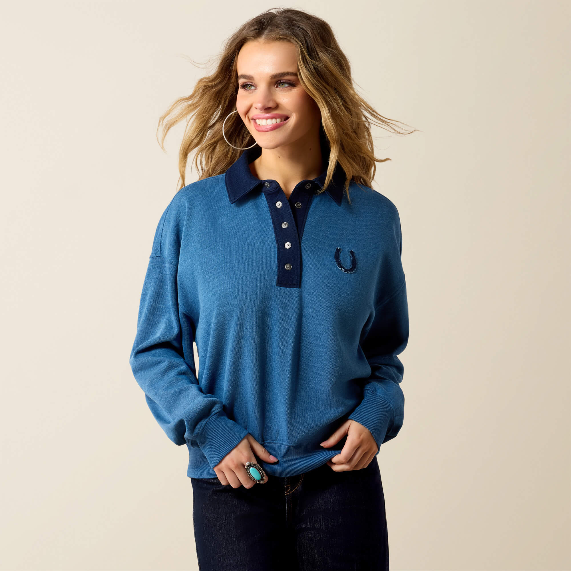 Hold Your Horses Sweatshirt Back - INDIGO