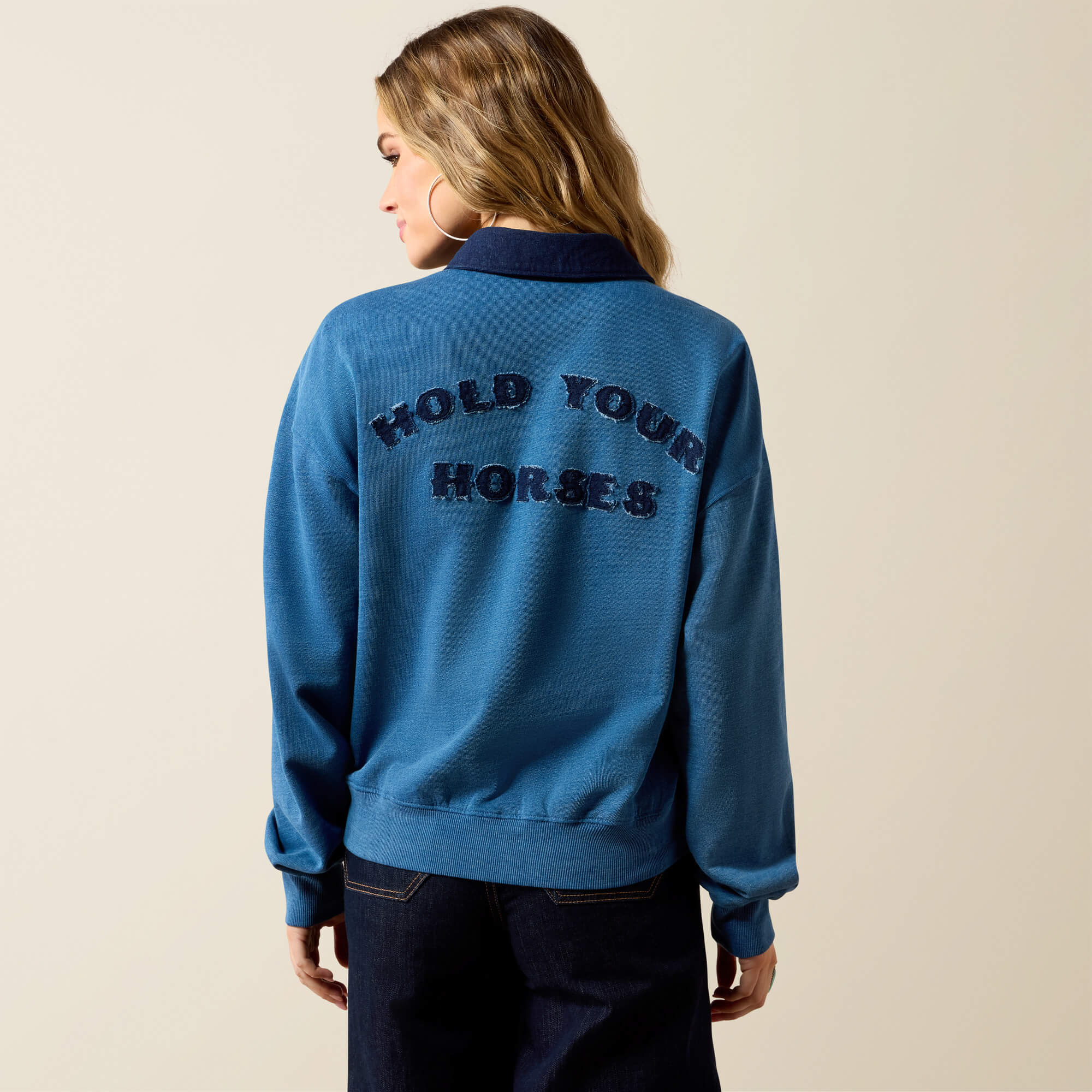 Hold Your Horses Sweatshirt Front - INDIGO