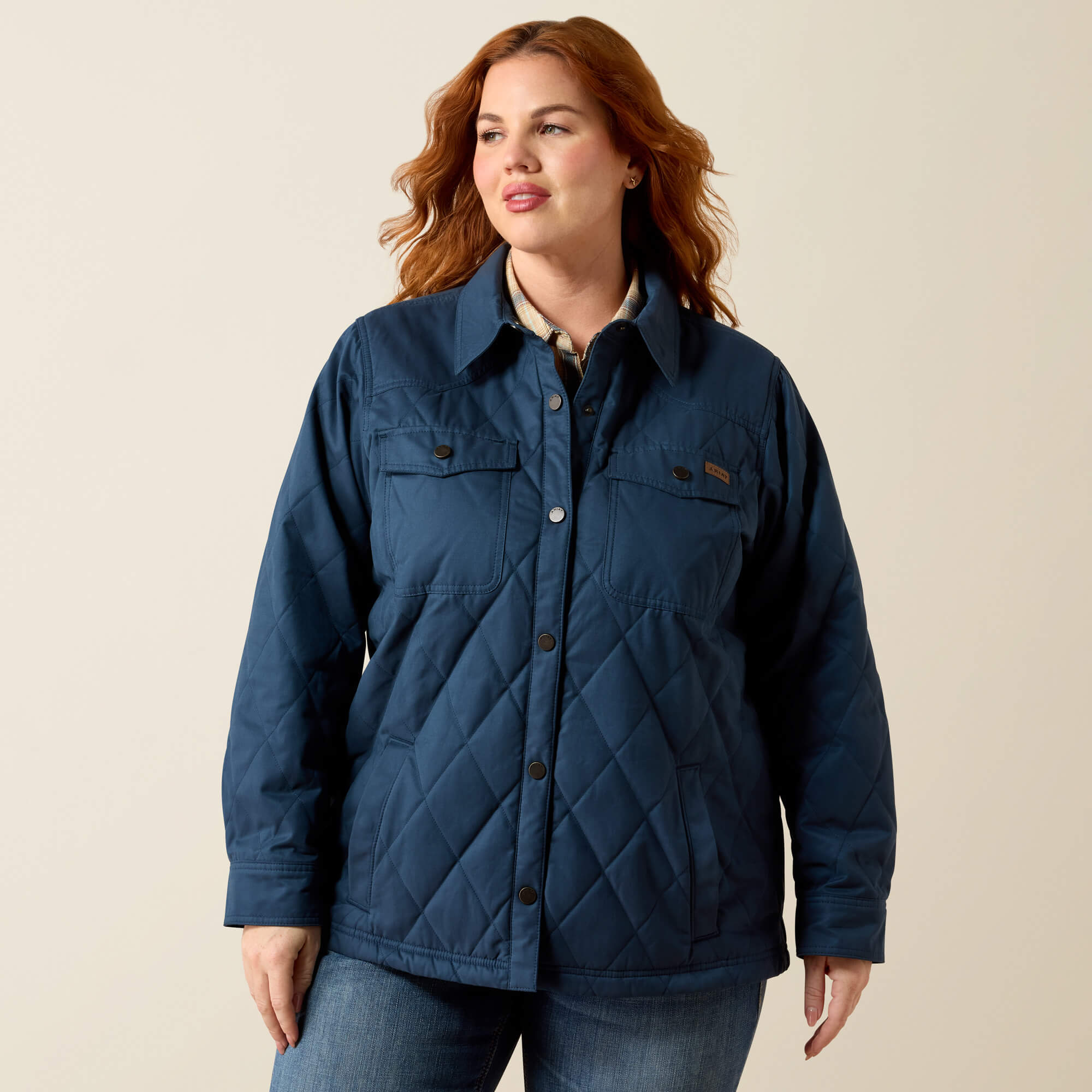 Grizzly Quilted Barn Jacket Front Plus - MIDNIGHT NAVY
