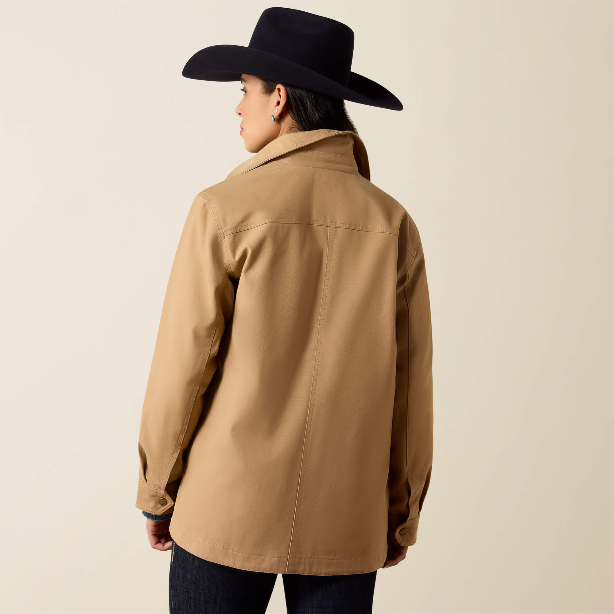 Western Canvas Chore Jacket Back - TIGER'S EYE
