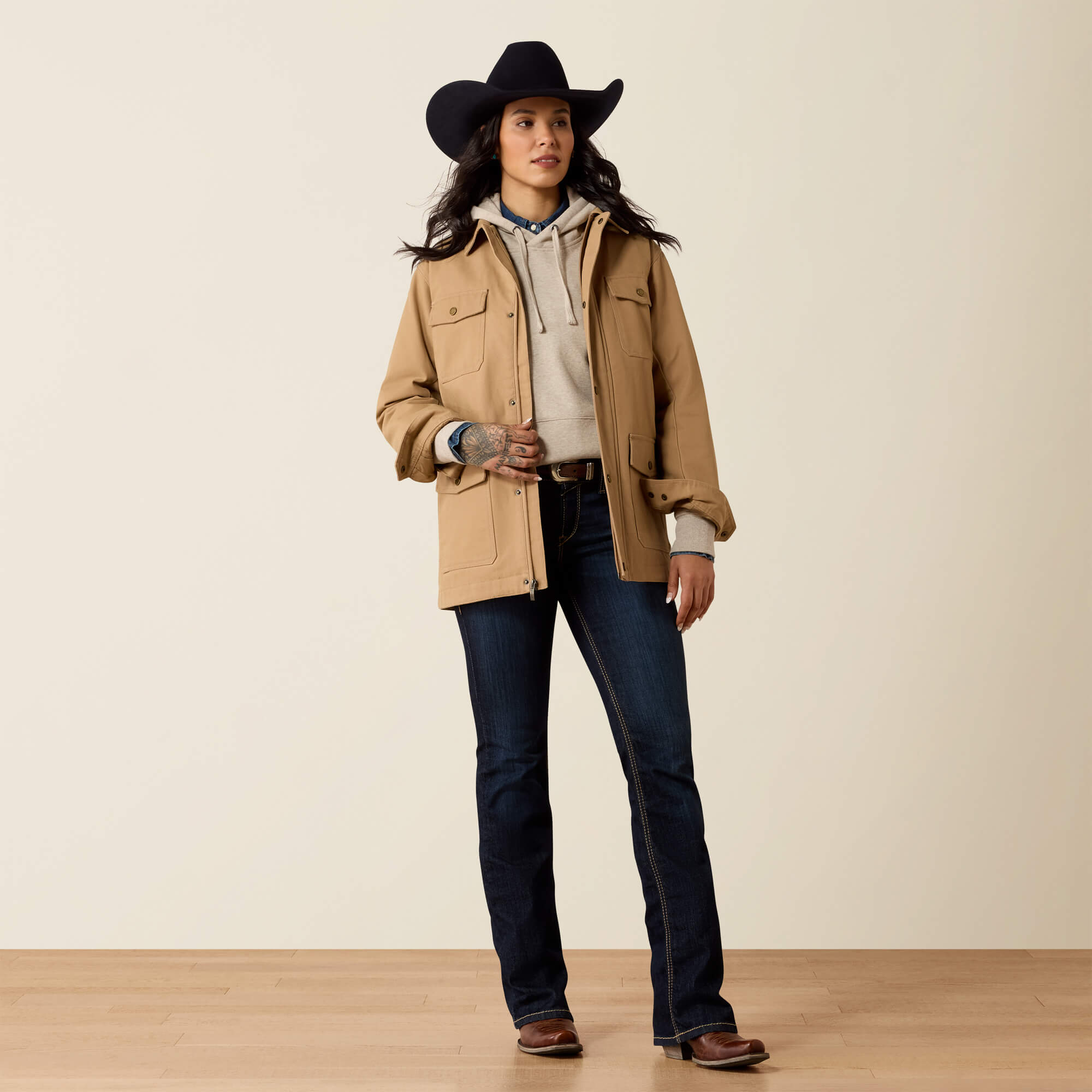 Western Canvas Chore Jacket Full - TIGER'S EYE