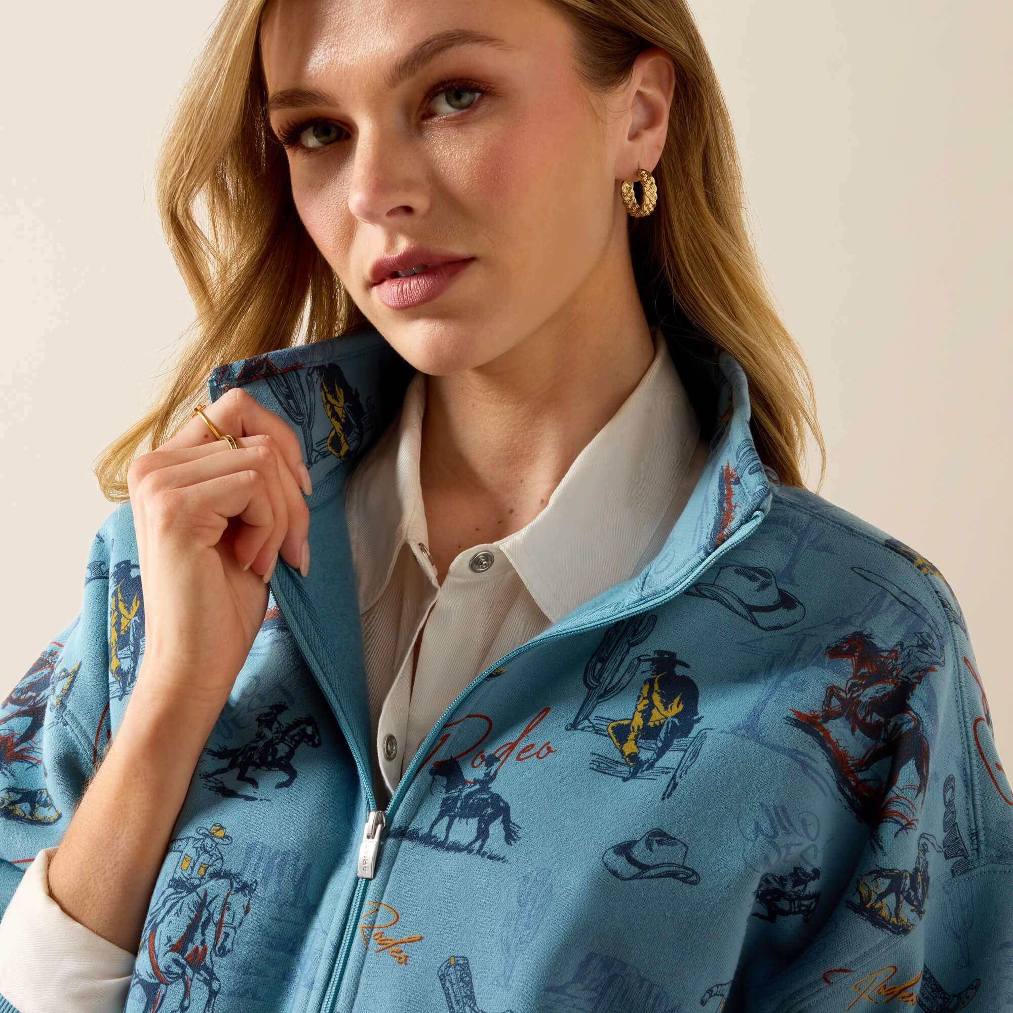 Painted 1/2 Zip Sweatshirt 01 - RETRO RODEO