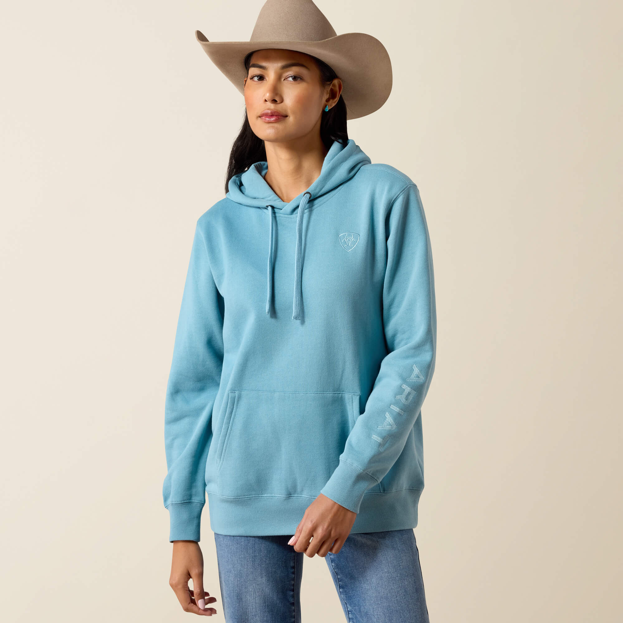 Ariat Logo 2.0 Hoodie Front - ADRIATIC BLUE