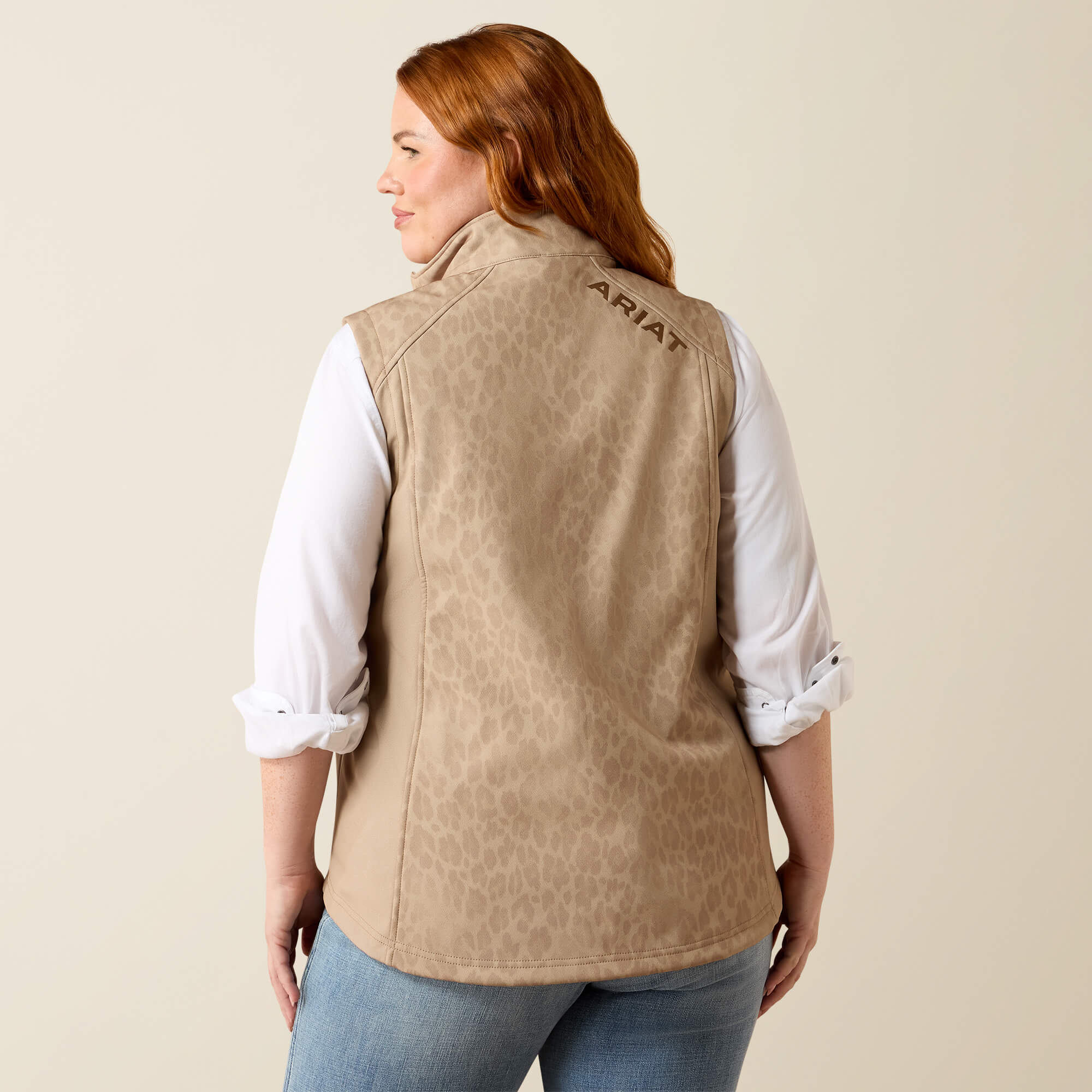 Ariat Logo Softshell Print Vest Back Plus - FADED LEOPARD