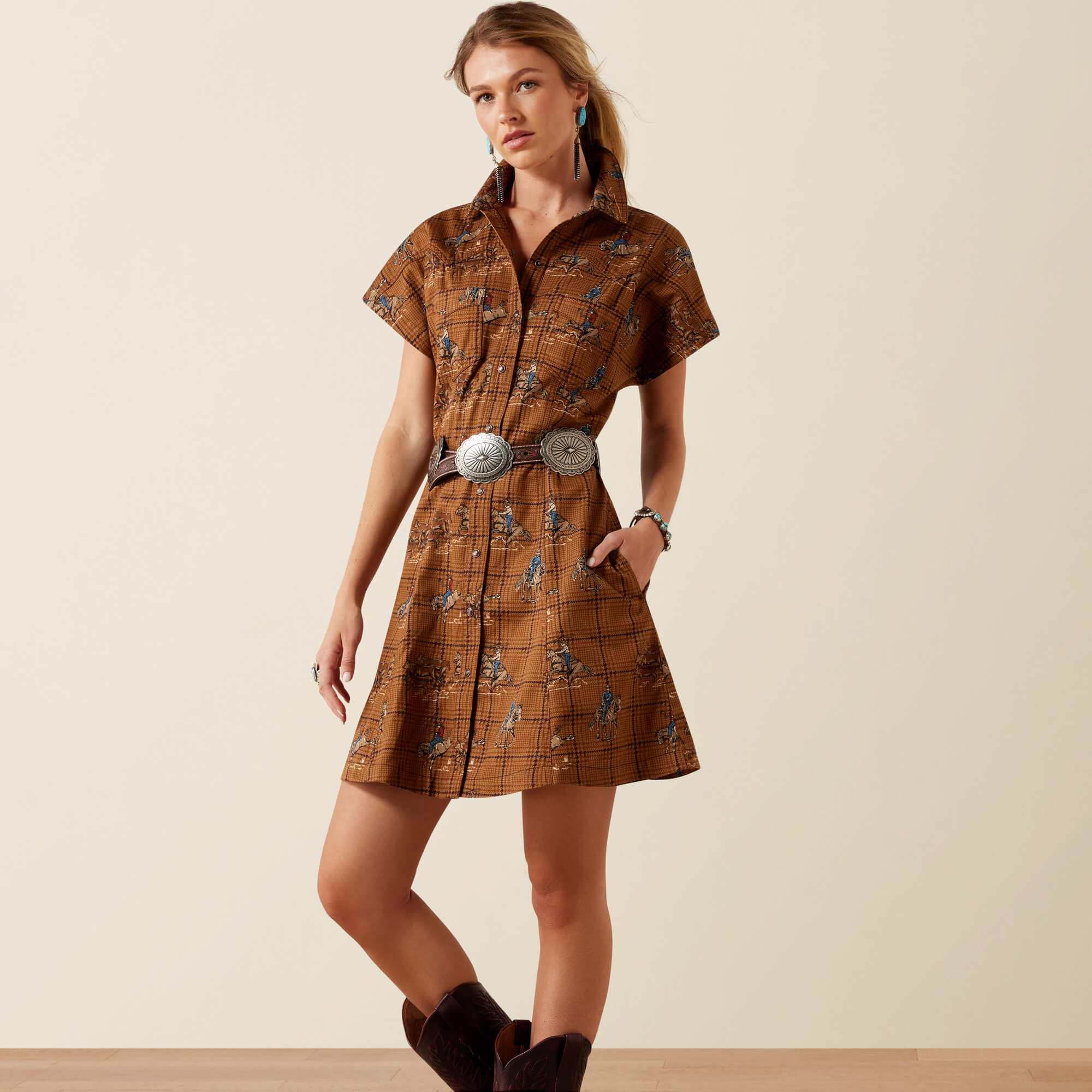 Cody Dress Front - GLEN PLAID RODEO