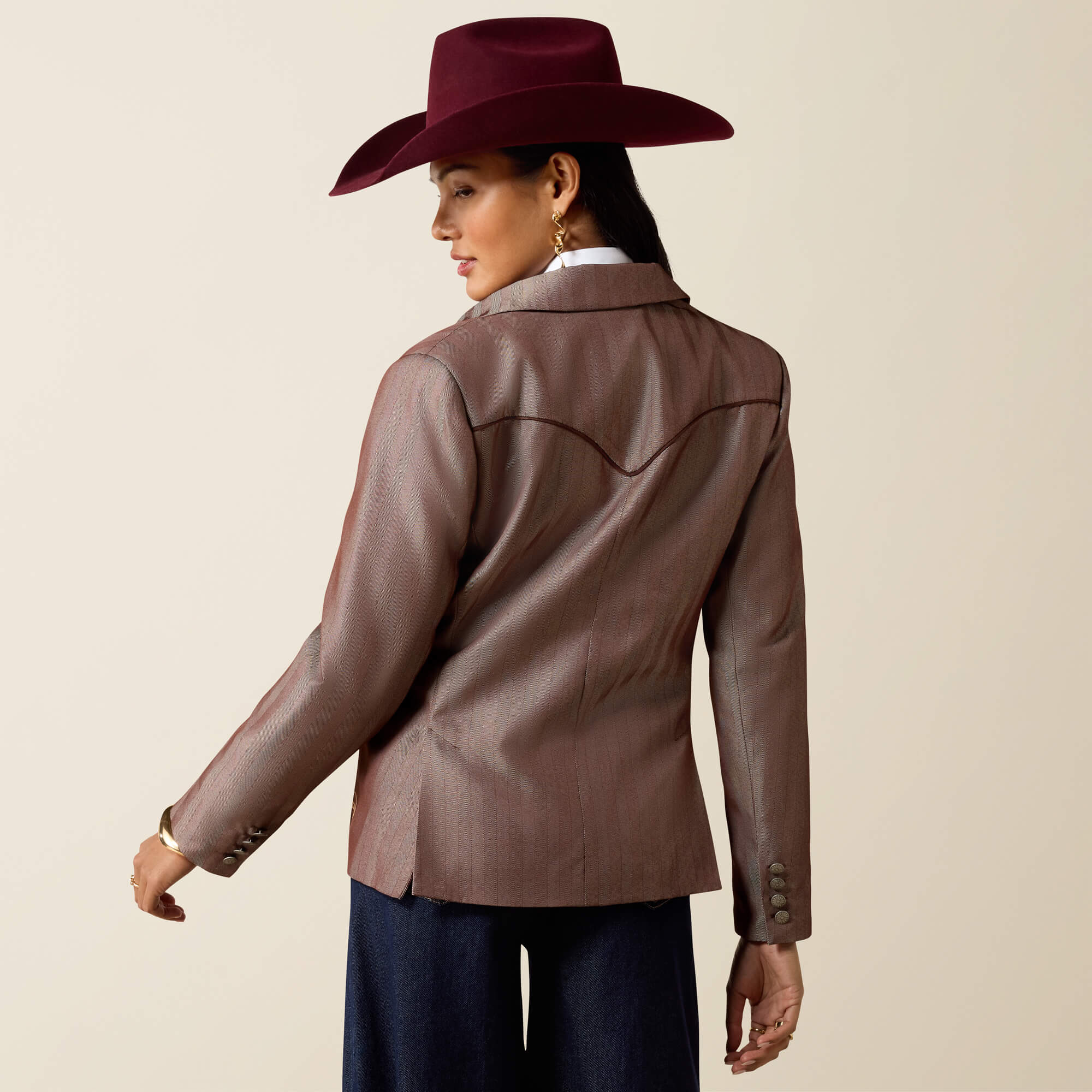 Herringbone Blazer Back - CHICORY COFFEE TWEED