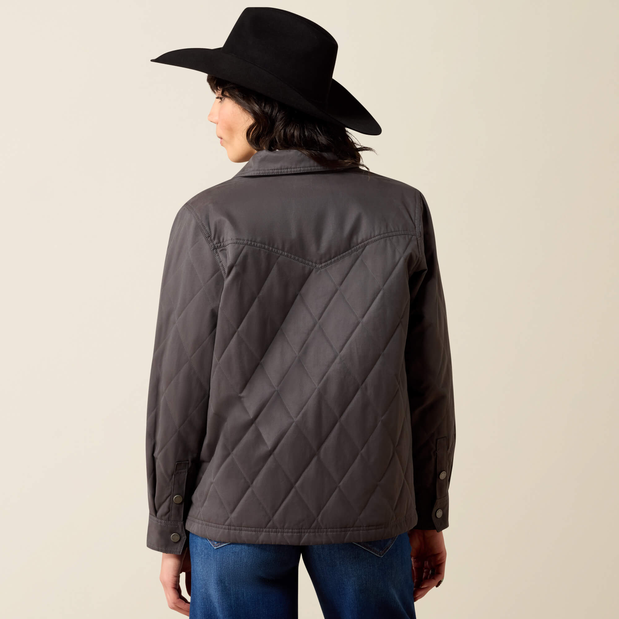 Grizzly Quilted Barn Jacket Back - CARBON COPY