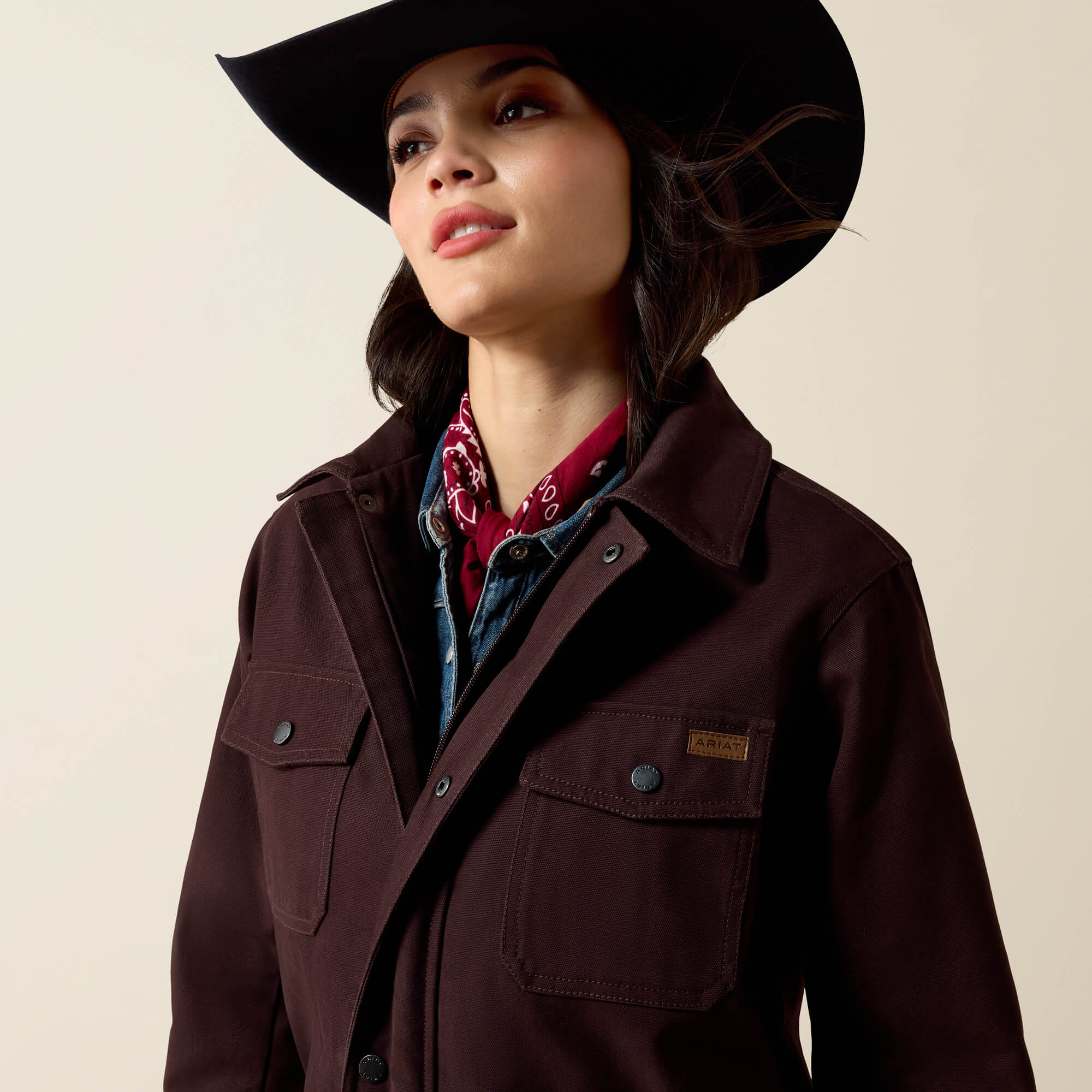 Western Canvas Chore Jacket 01 - CHOCOLATE PLUM